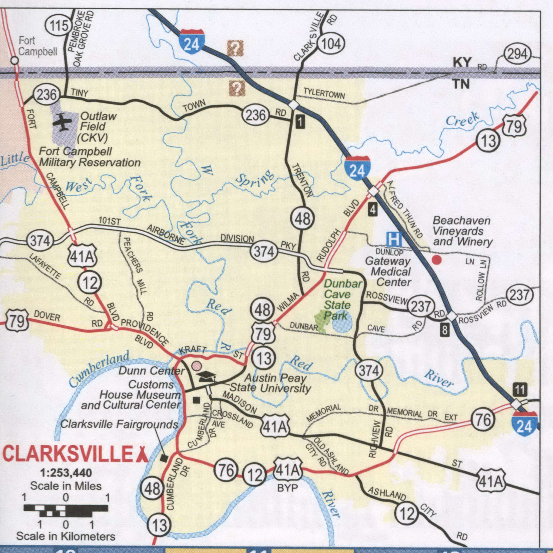 Clarksville Tn Roads Map Highway Map Clarksville City And Surrounding Area 9876