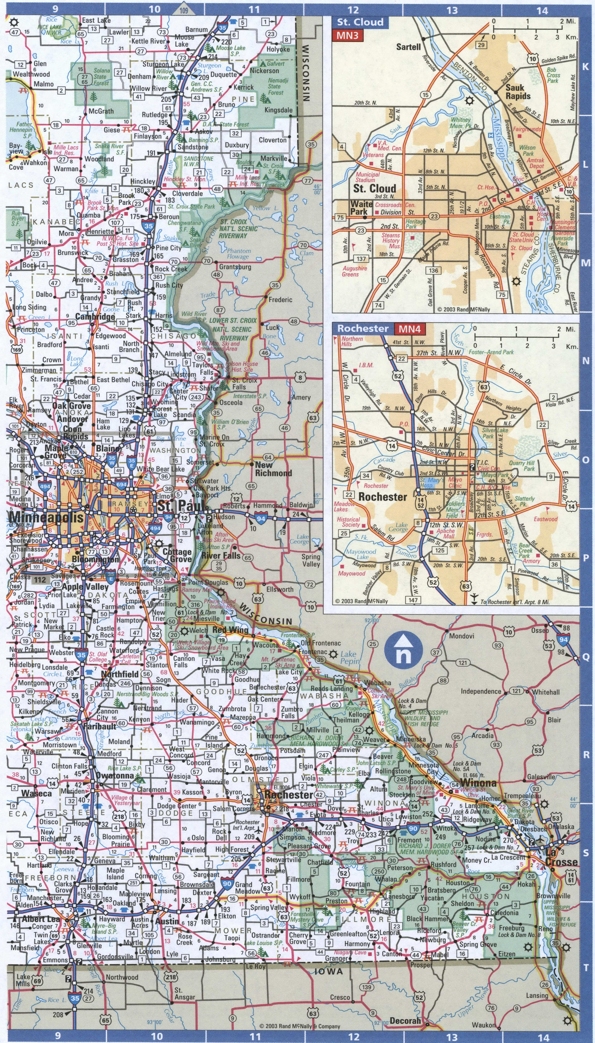 EastSouth Minnesota map