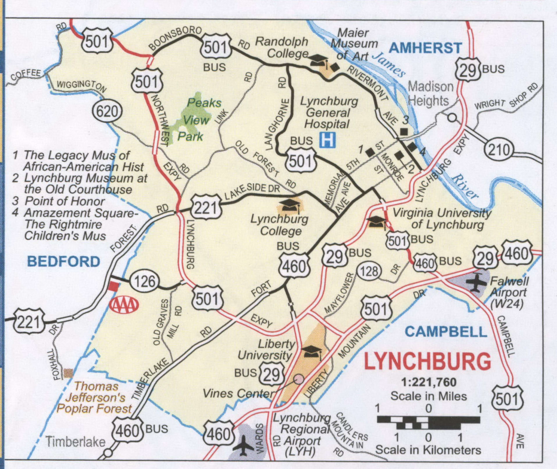 Lynchburg roads map