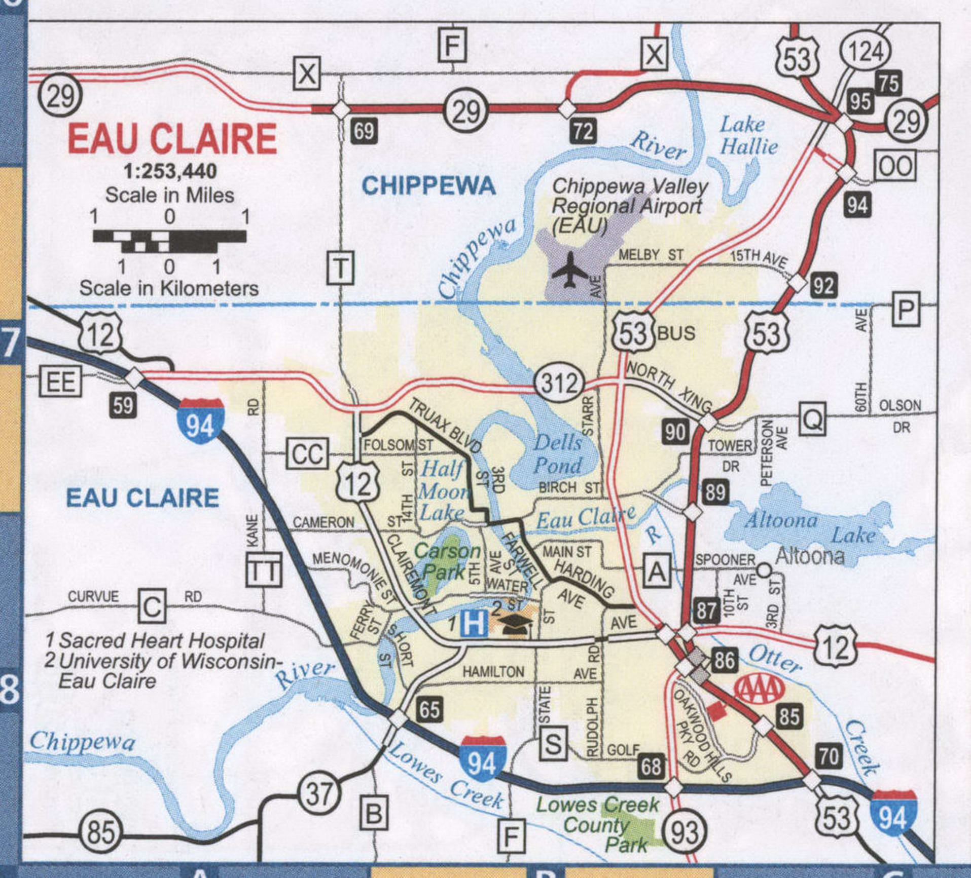 Eau Claire map roads