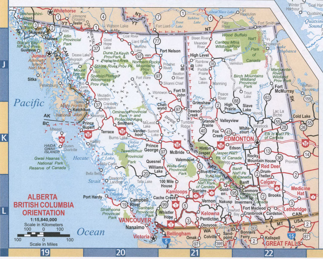 BC and Alberta map