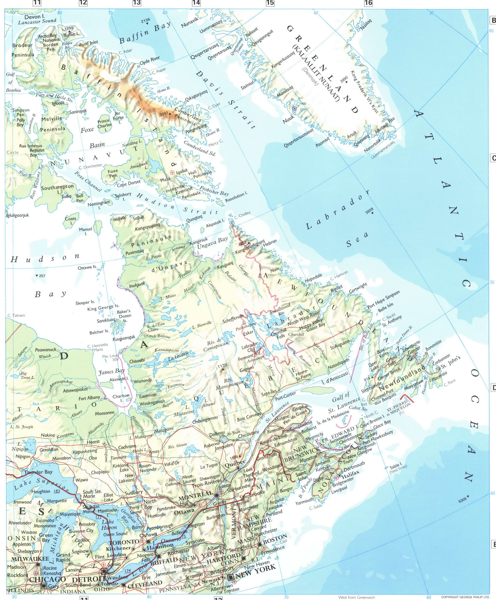 Eastern Canada map