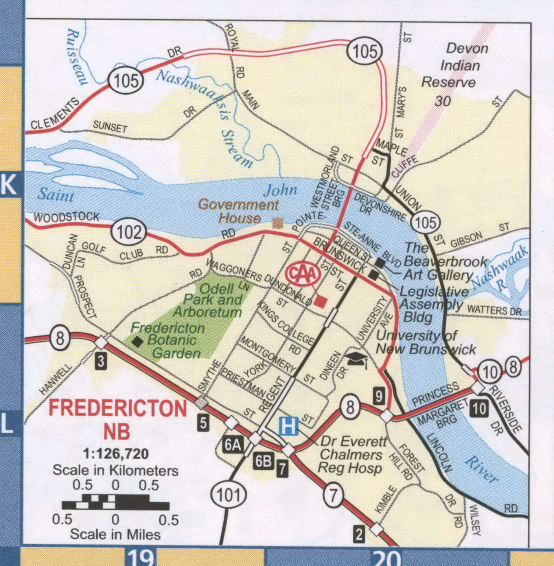 Fredericton NB road map