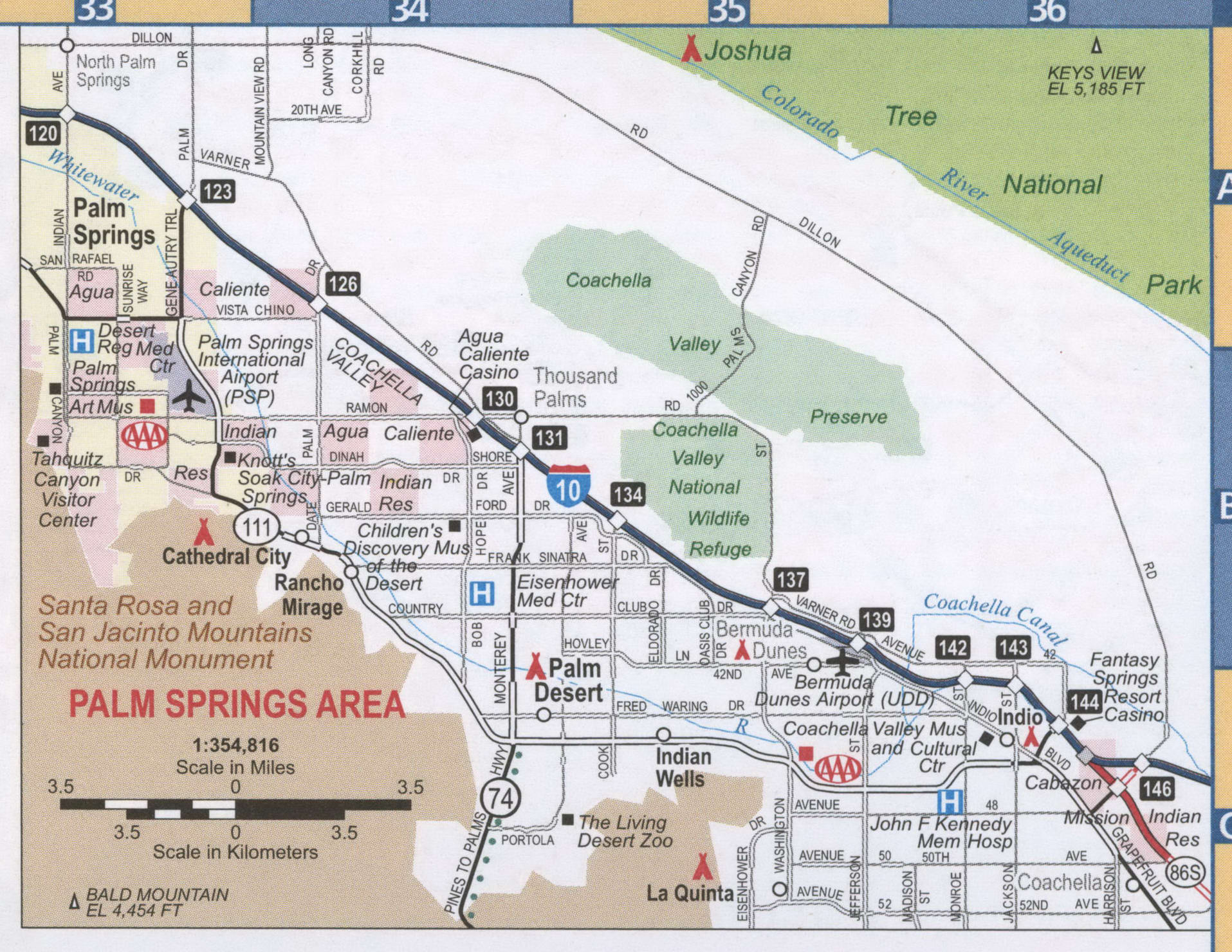 Palm Springs Map Free Road Map Highway Palm Springs Surrounding Area