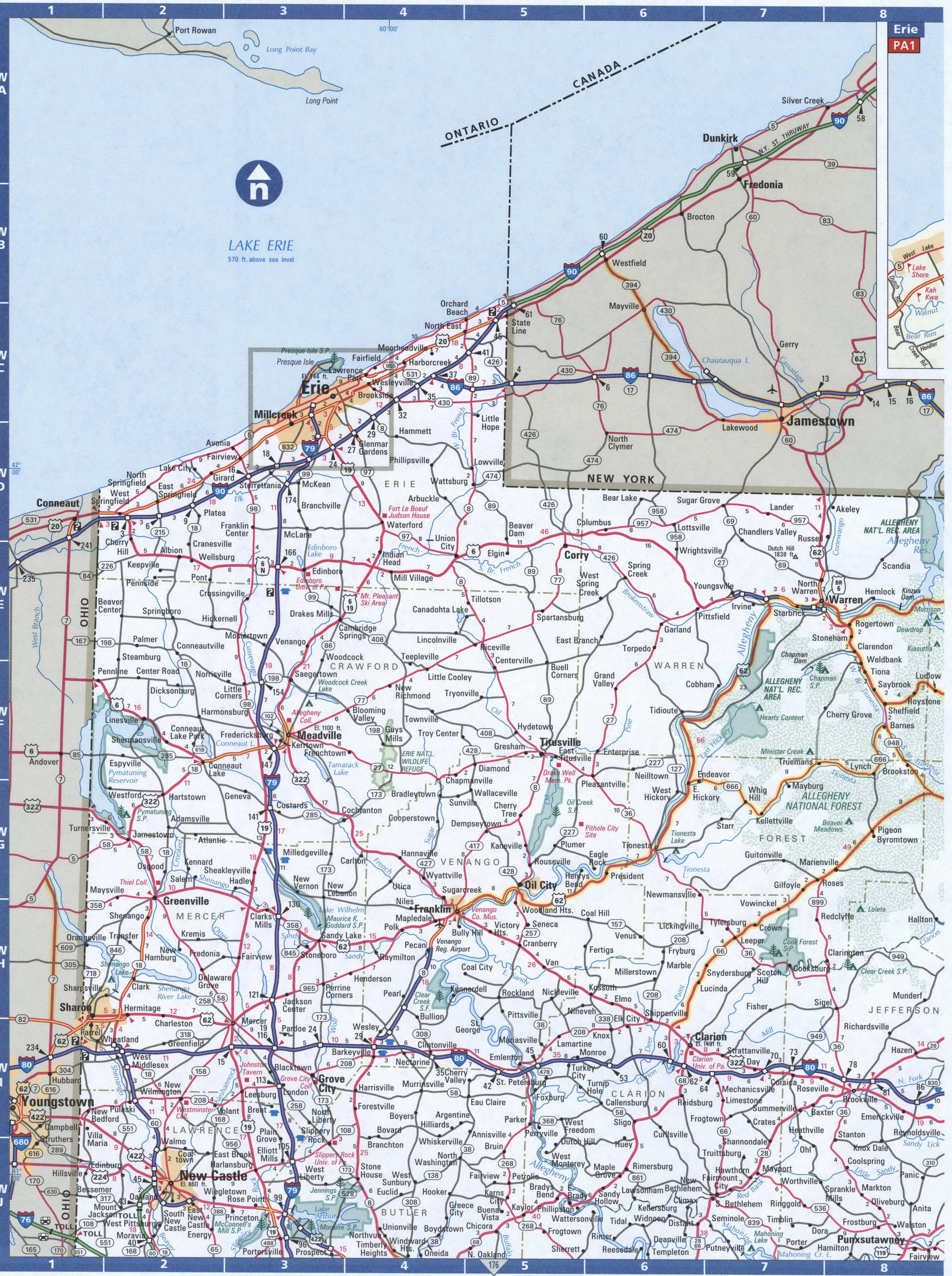 Pennsylvania NorthWest map