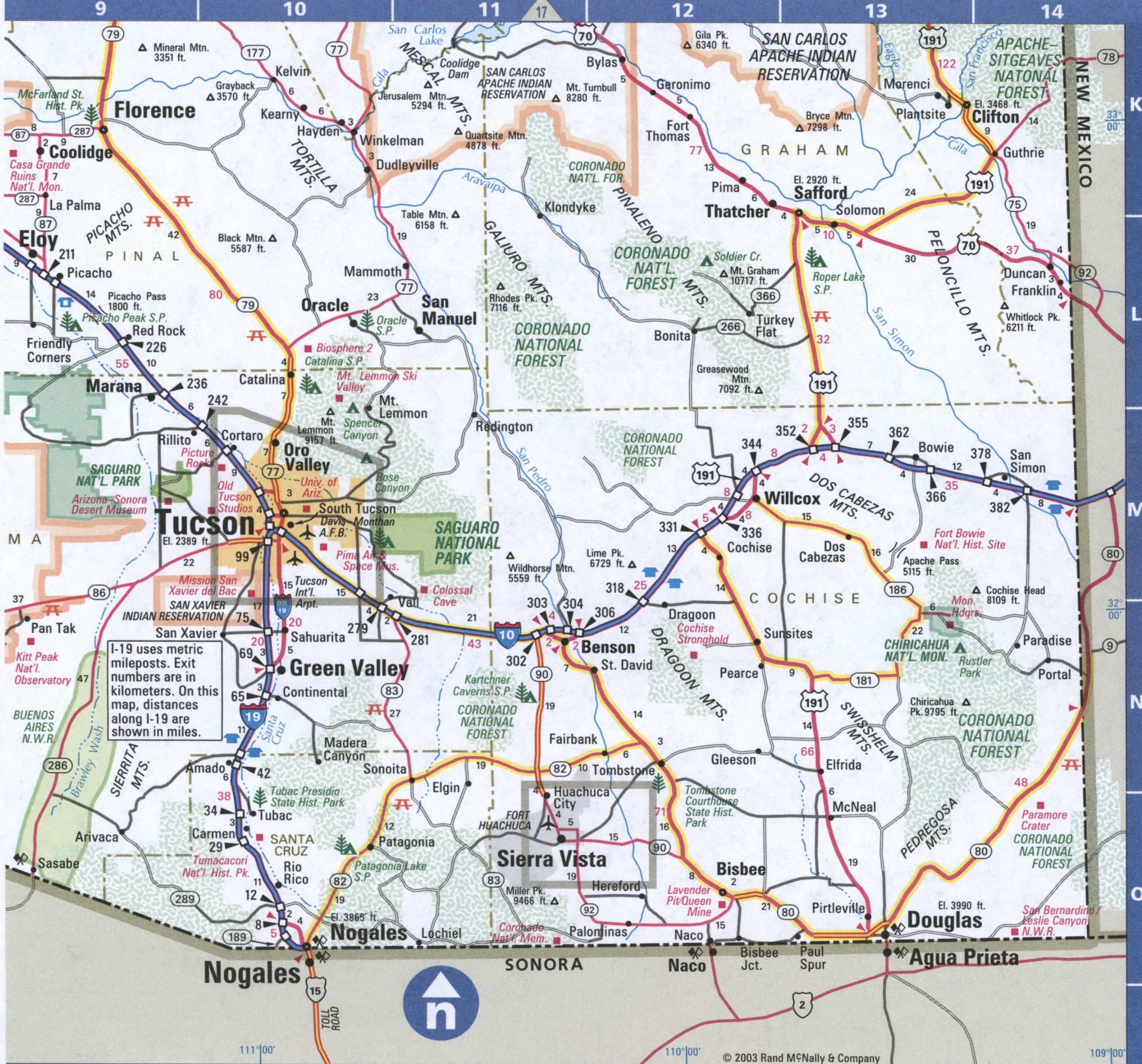 SouthEastern Arizona map