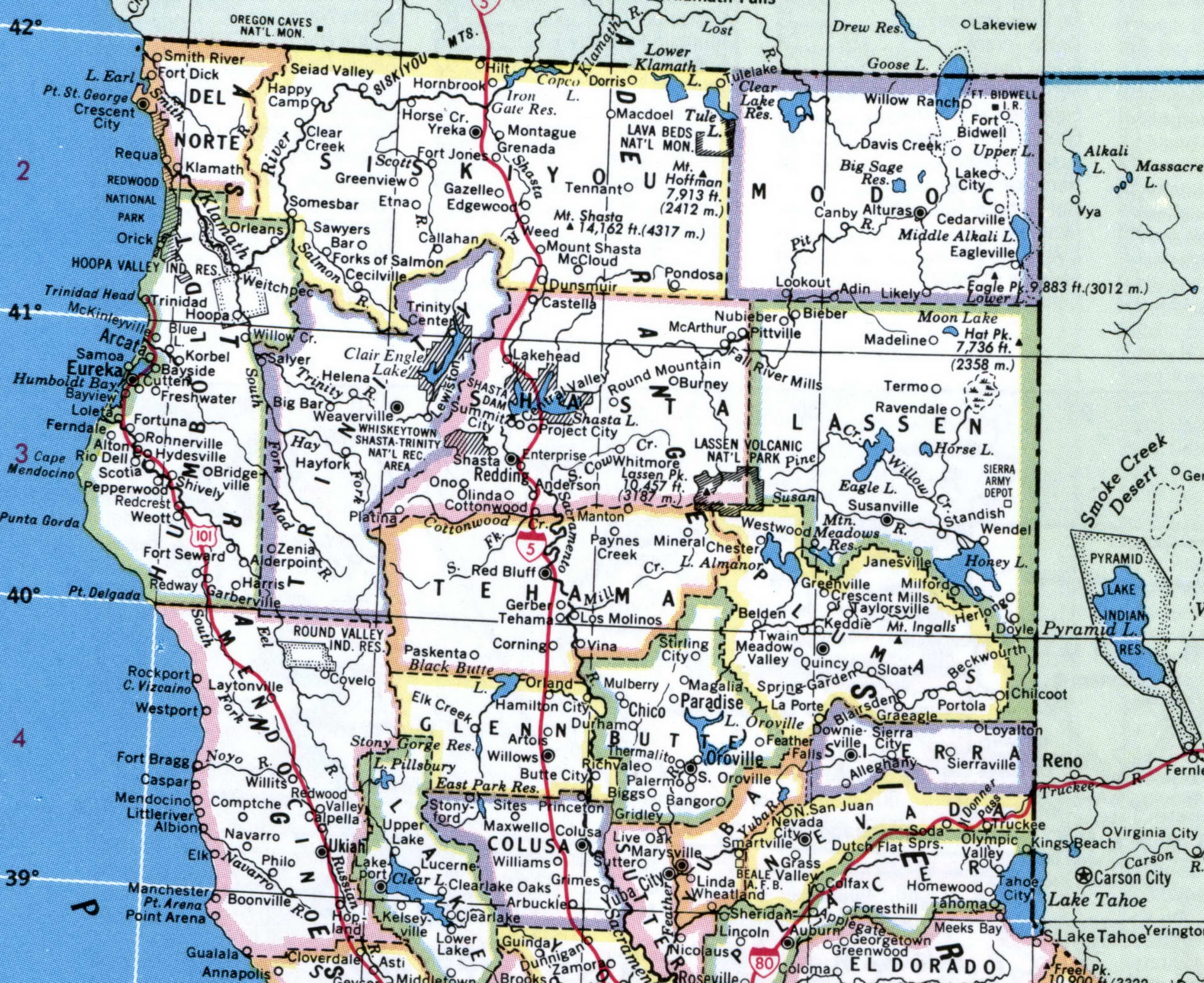 Northern California region counties map