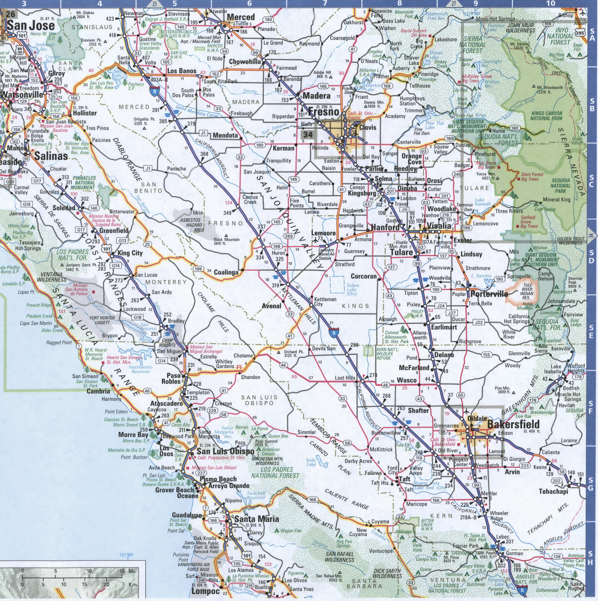 San Joaquin Valley region California map