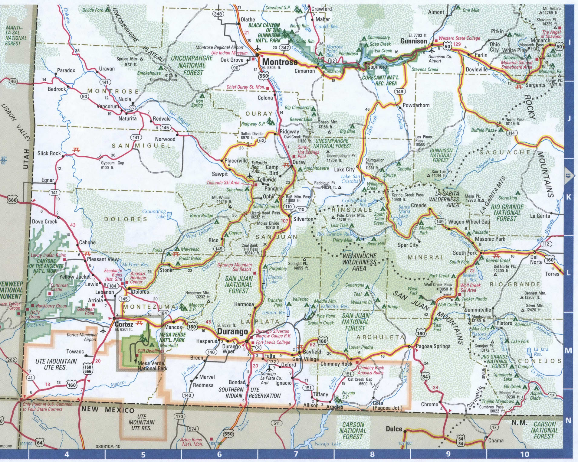 SouthWest Colorado map