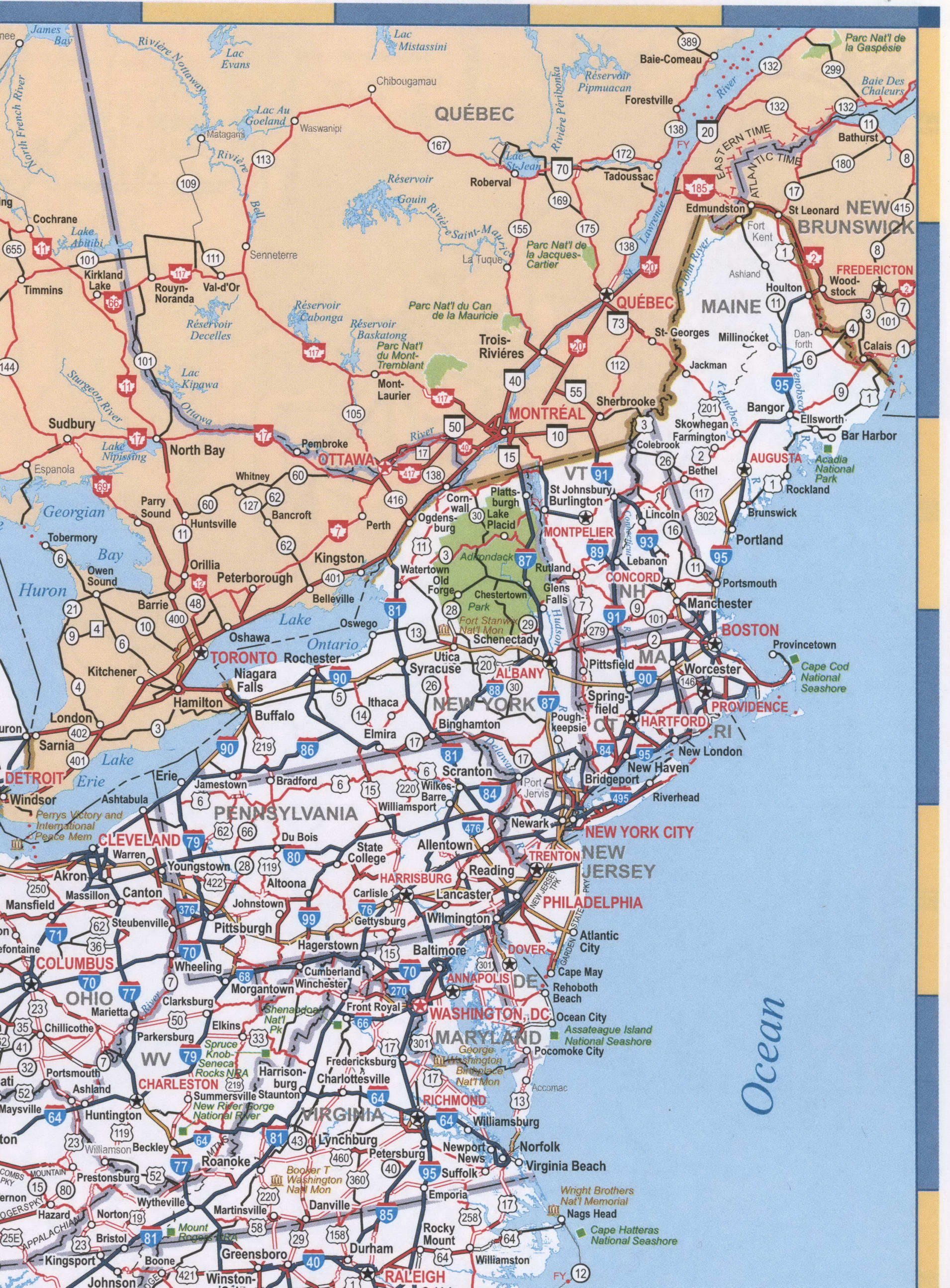 Map of New England region USA
