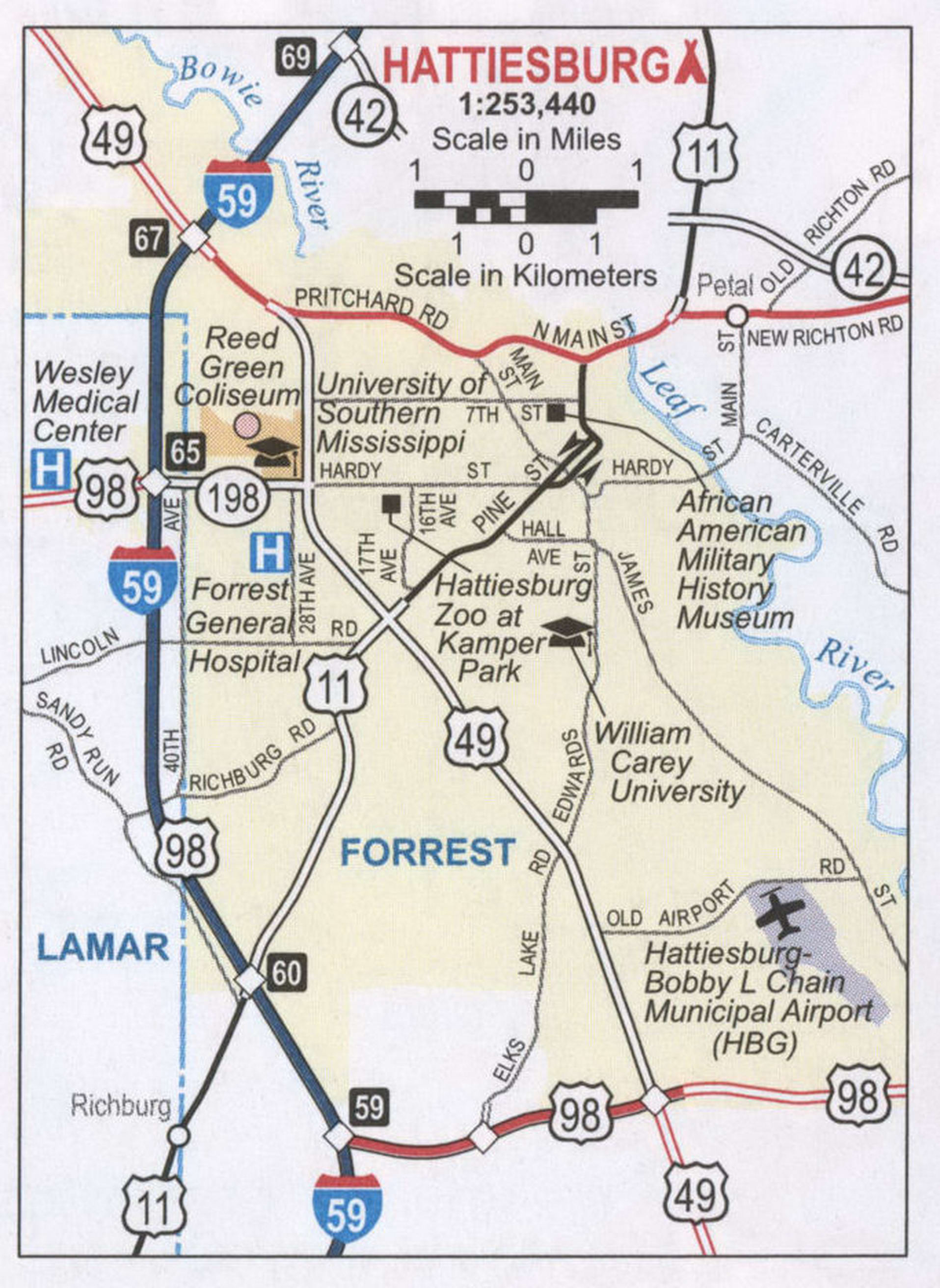 Hattiesburg MS road map