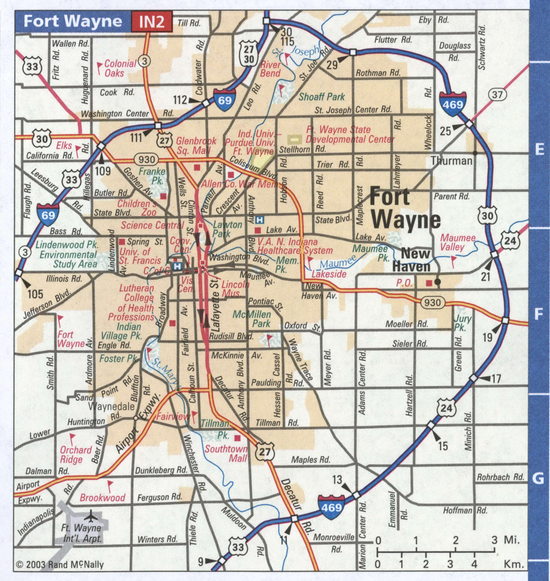Fort Wayne IN road map
