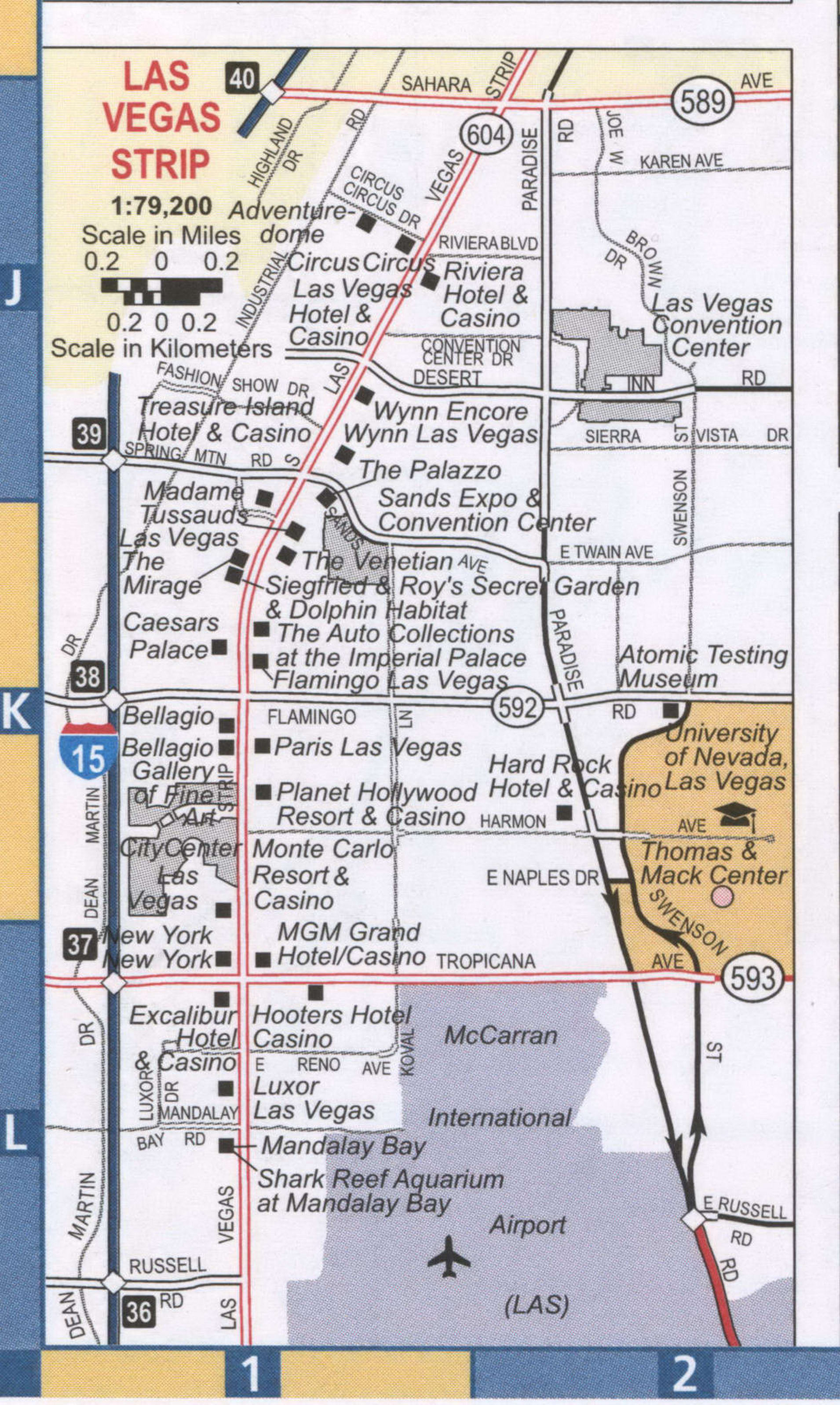 Las Vegas Strip Nv Road Map Highway Las Vegas Strip Surrounding Area