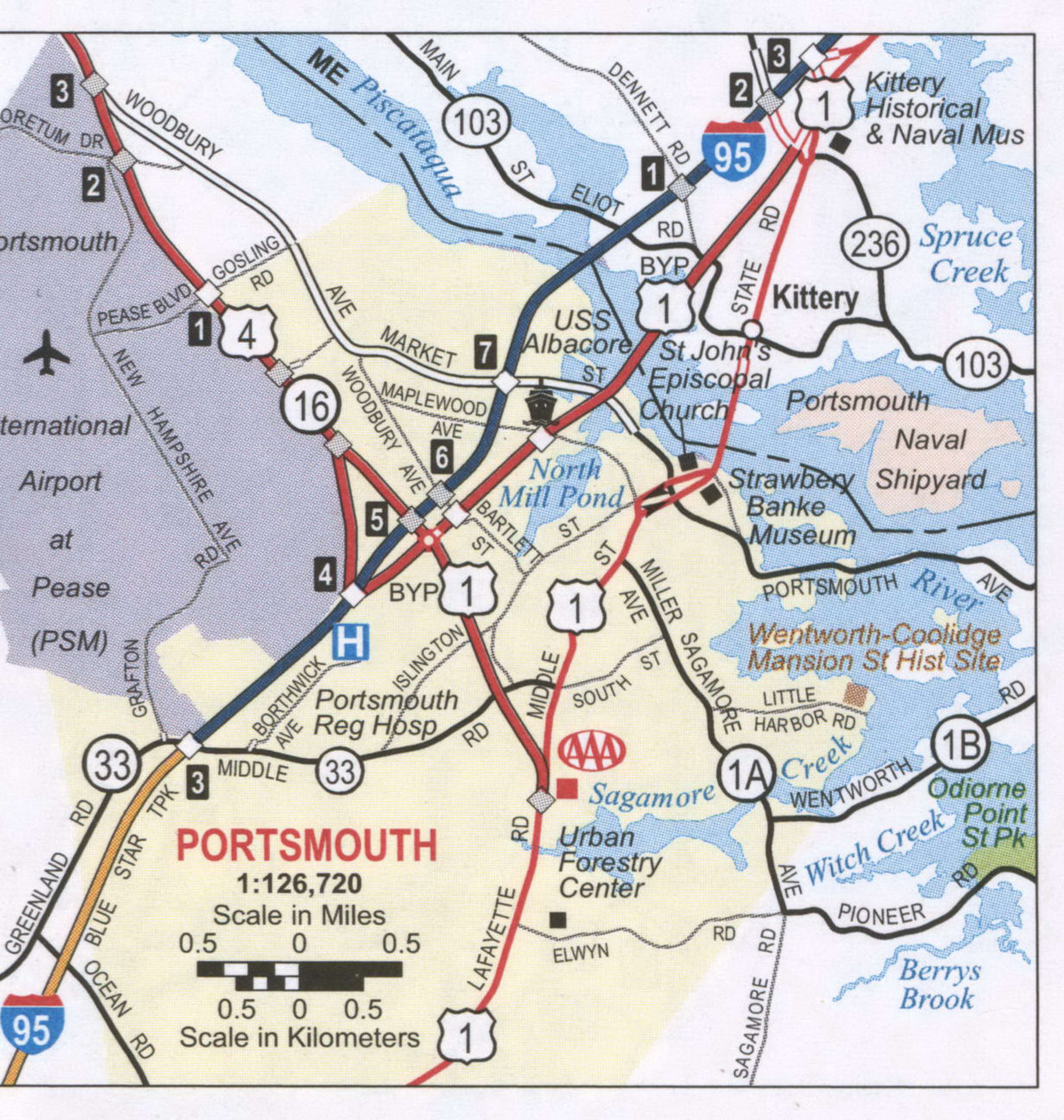 Portsmouth Nh Roads Map Free Map Highway Portsmouth City Nh