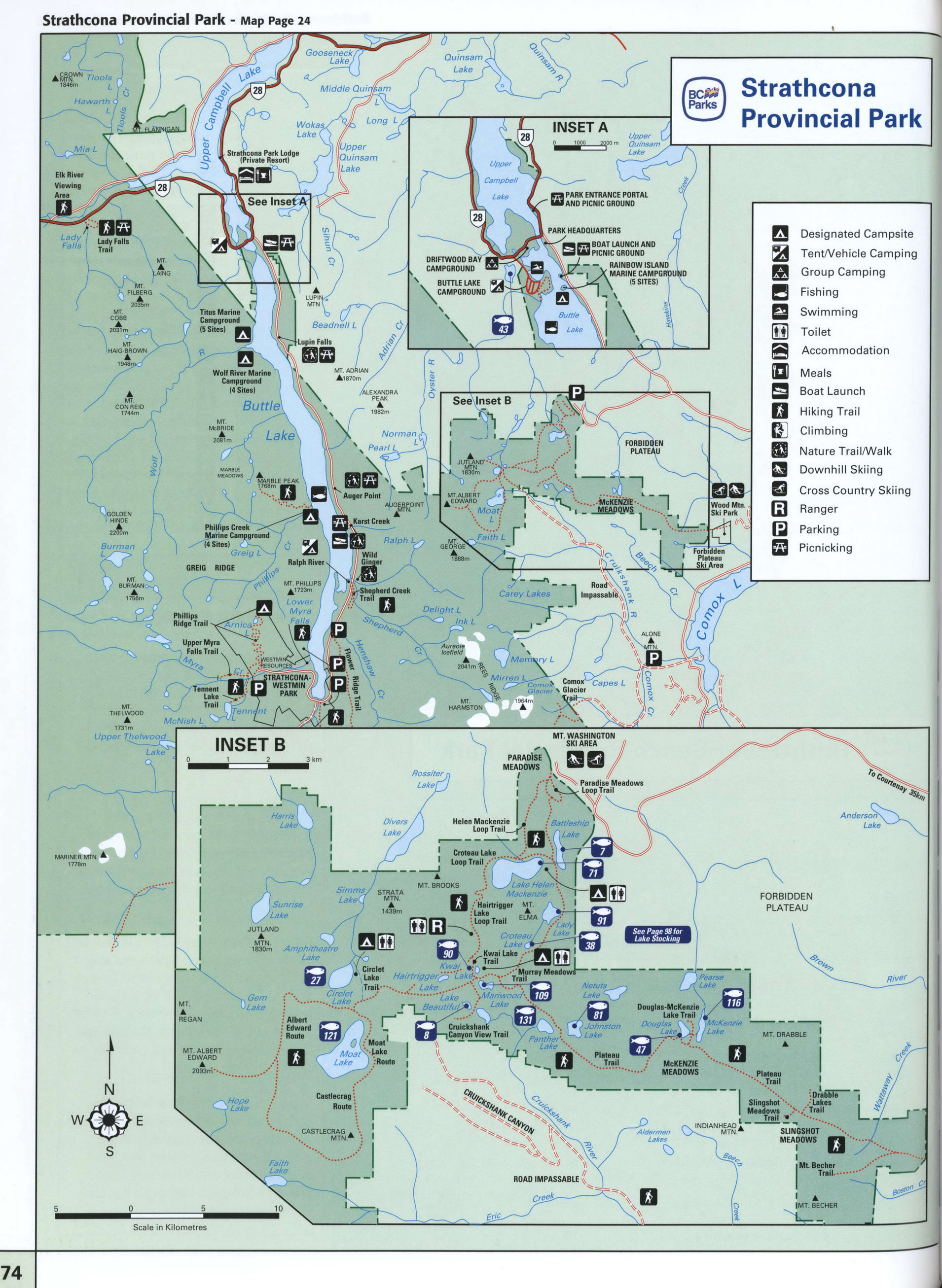 Map of Strathcona Provincial Park BC