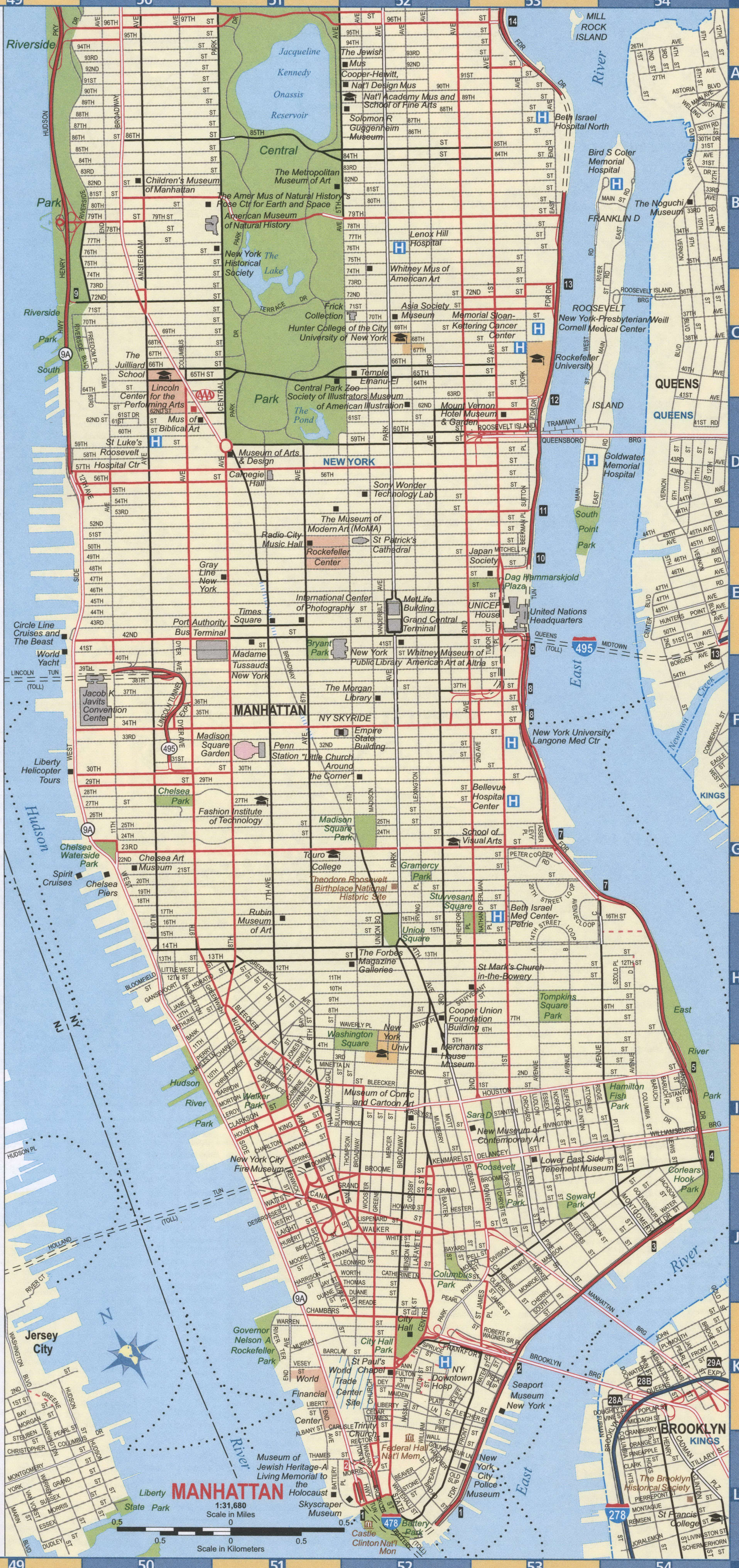 Manhattan NY Road Map Free Printable Map Highway Manhattan New York