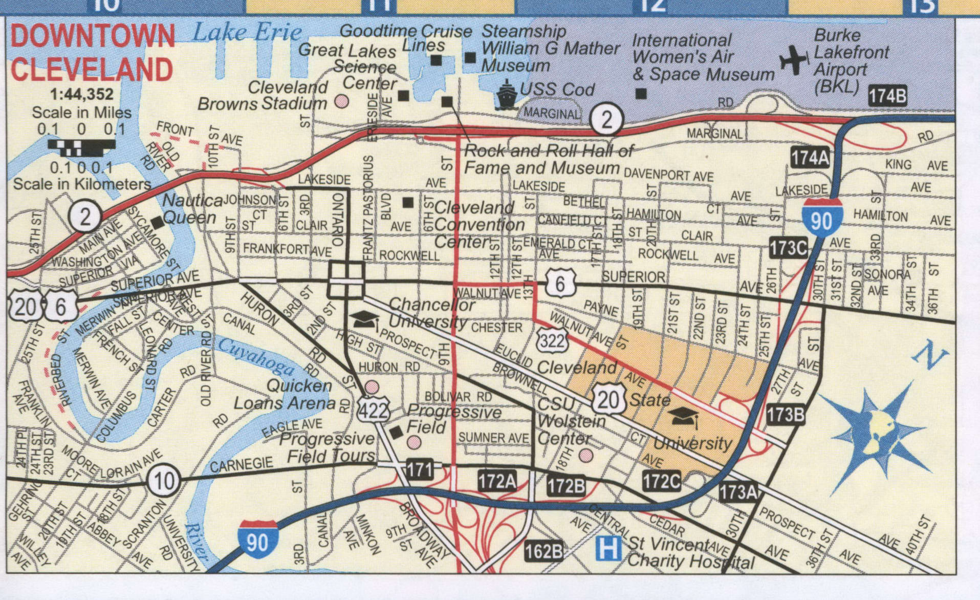 Cleveland downtown road map