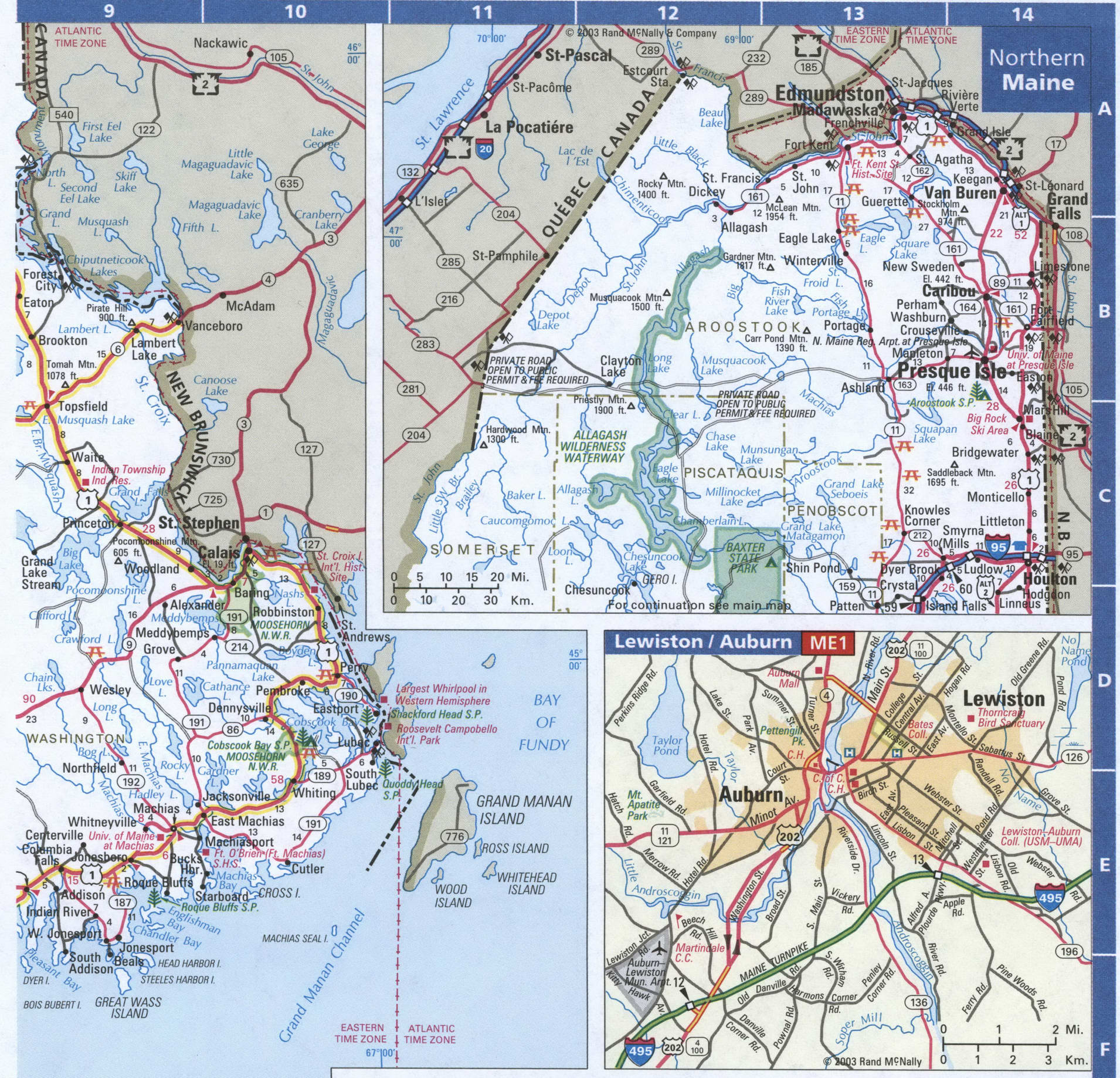 Eastern and Northern Maine map