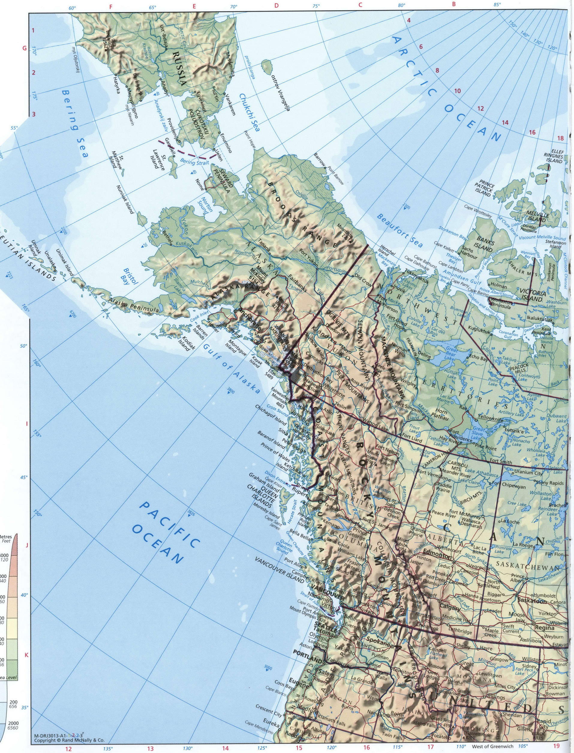 Western Canada and Alaska map