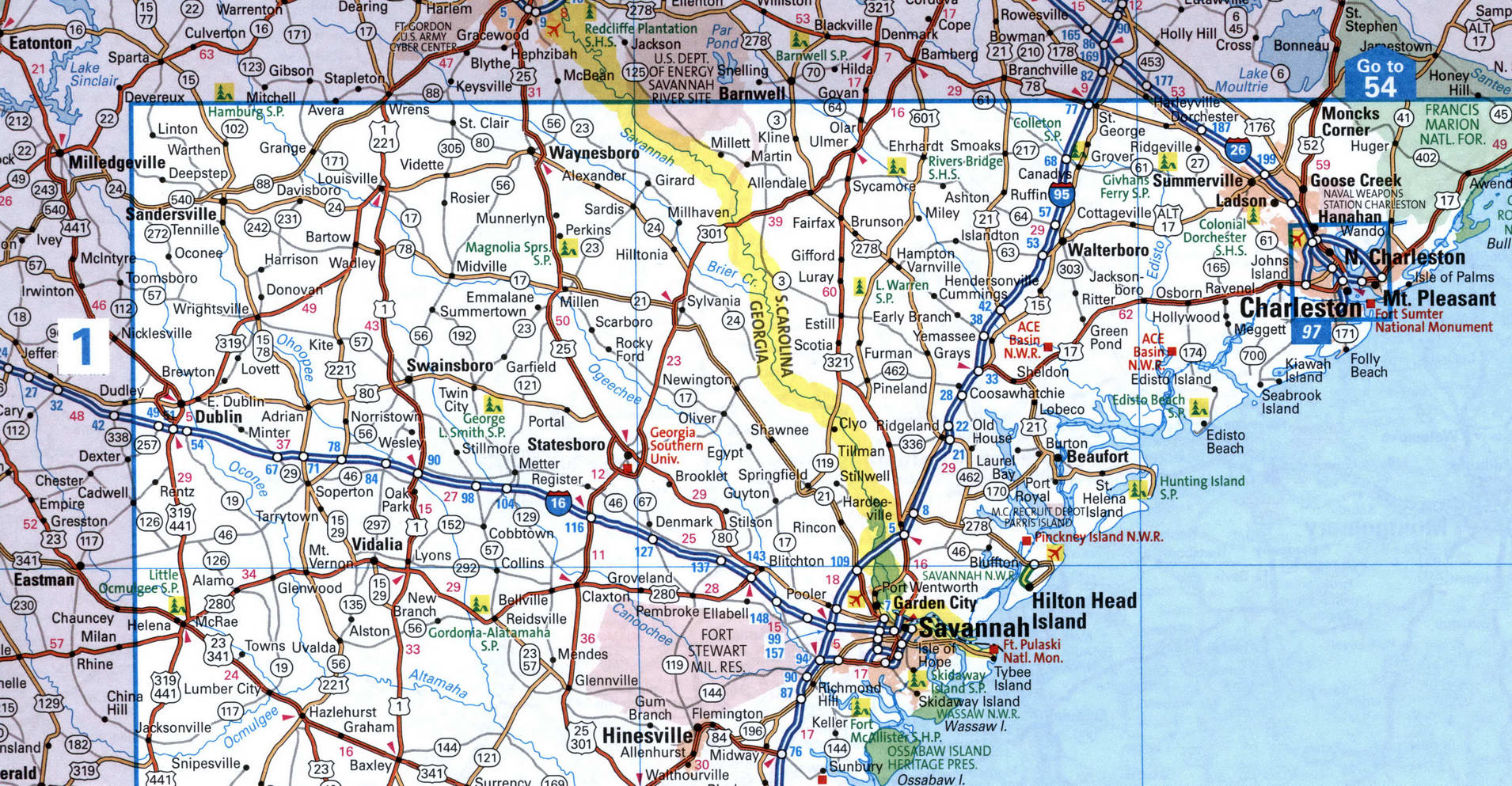 I-16 map interstate highway