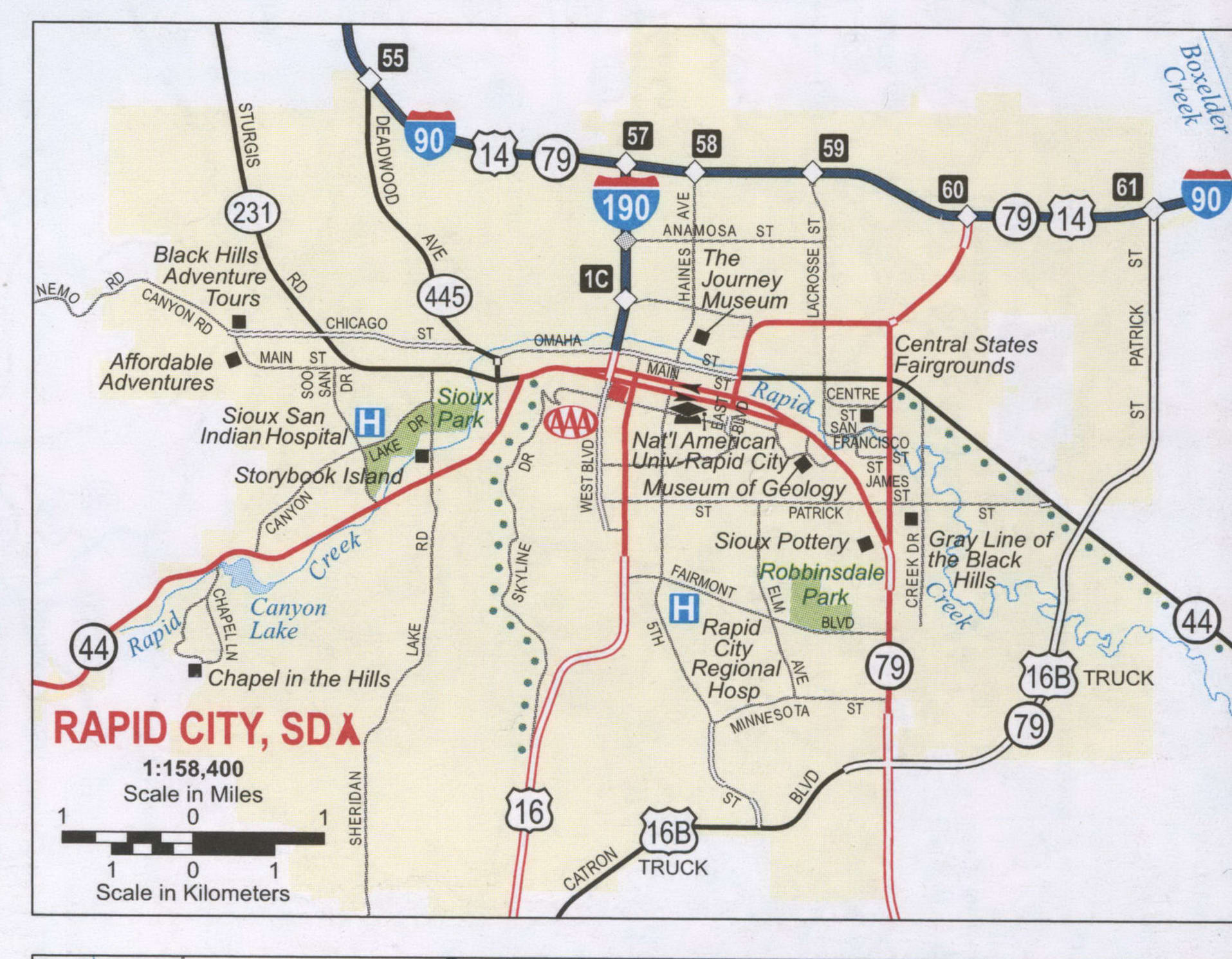 Rapid City road map