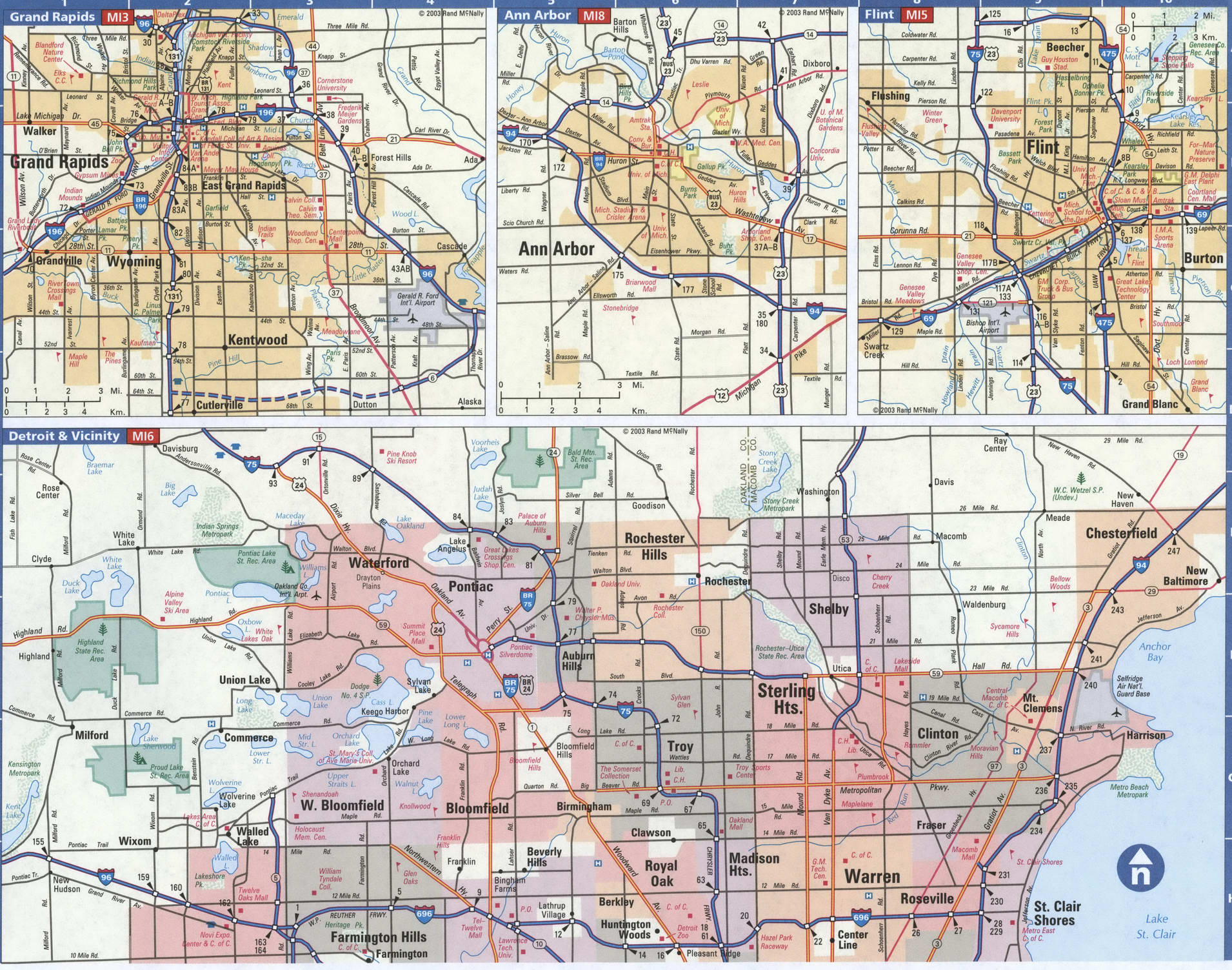 Map of Detroit city, Michigan