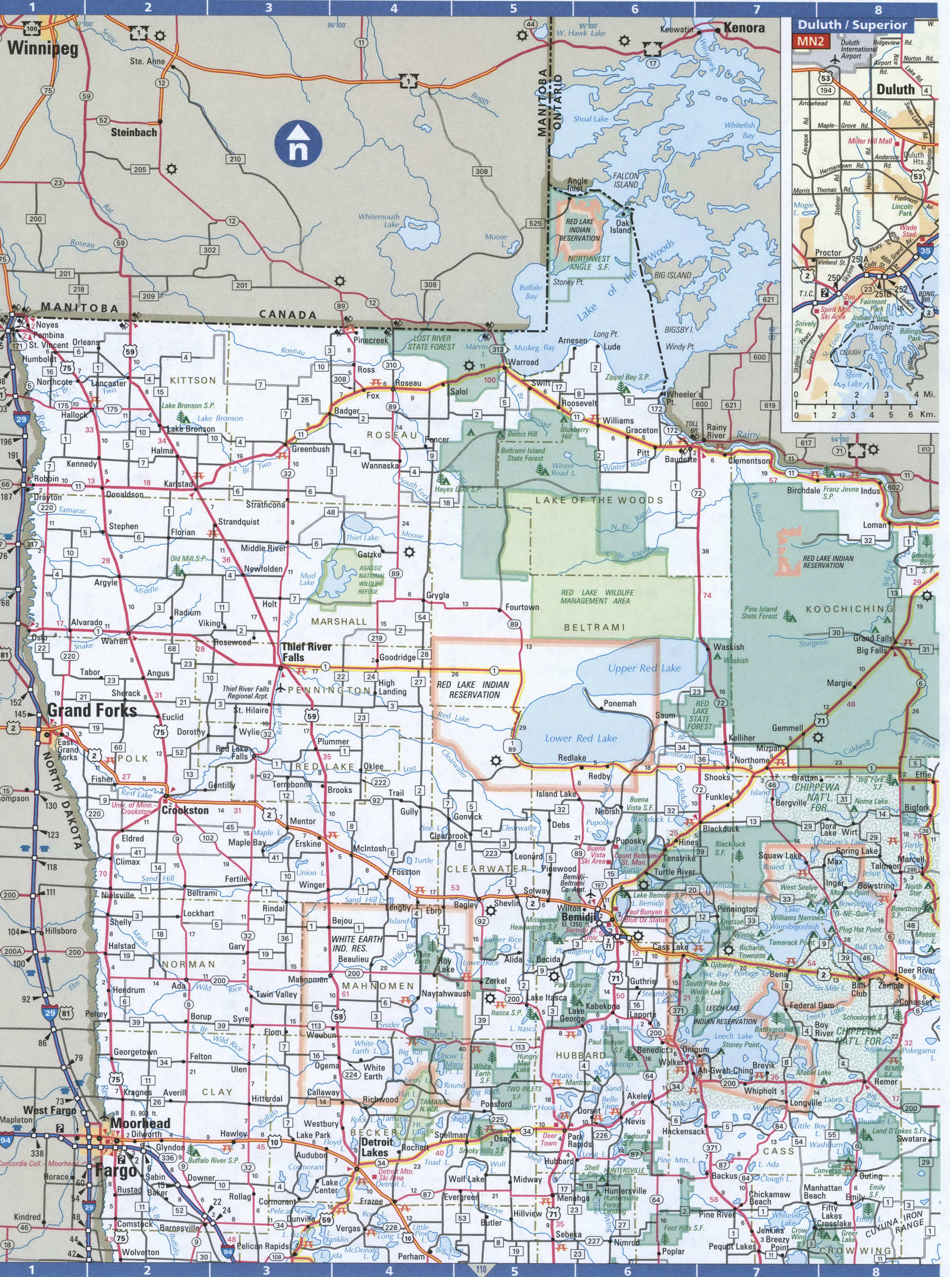 Map of North Minnesota state