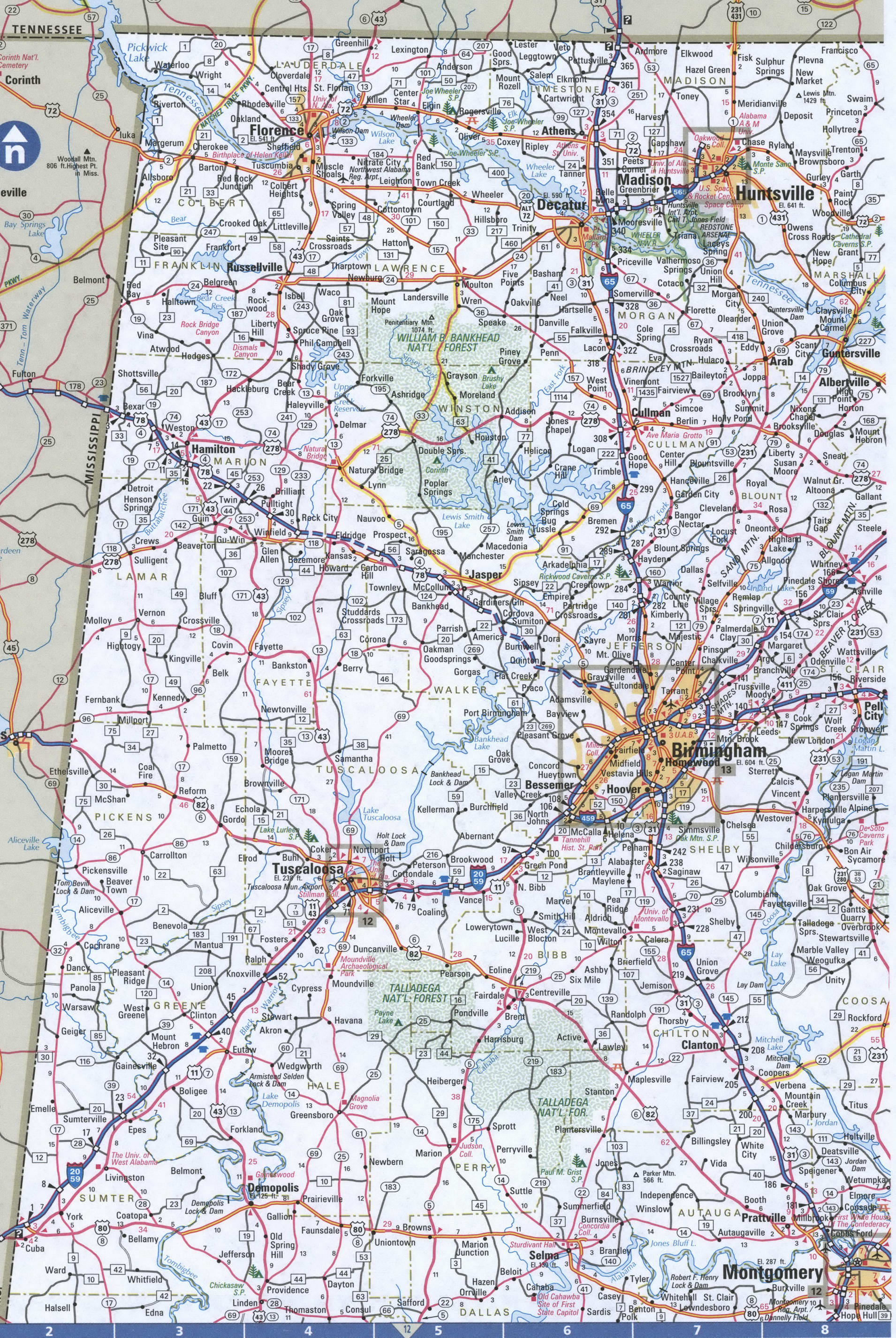 North Western Alabama map