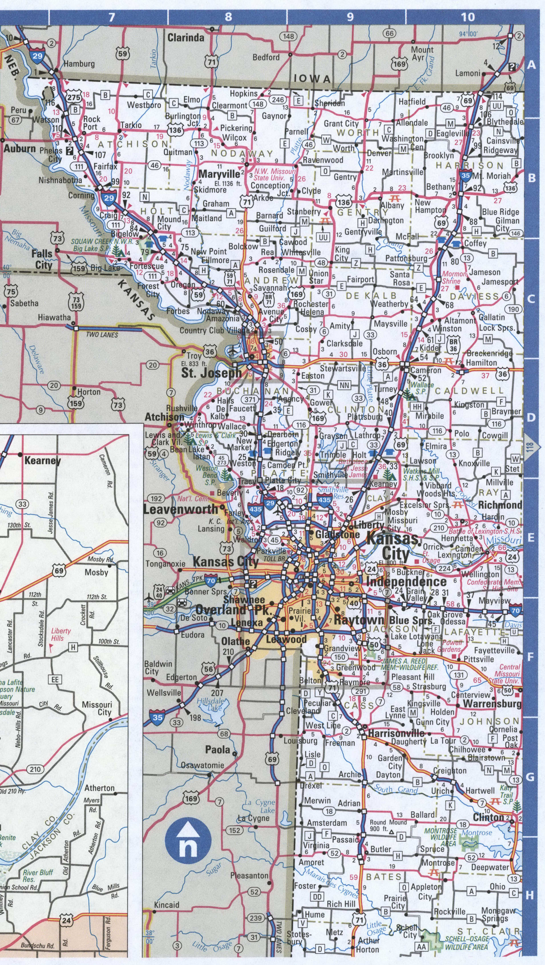Western Missouri map