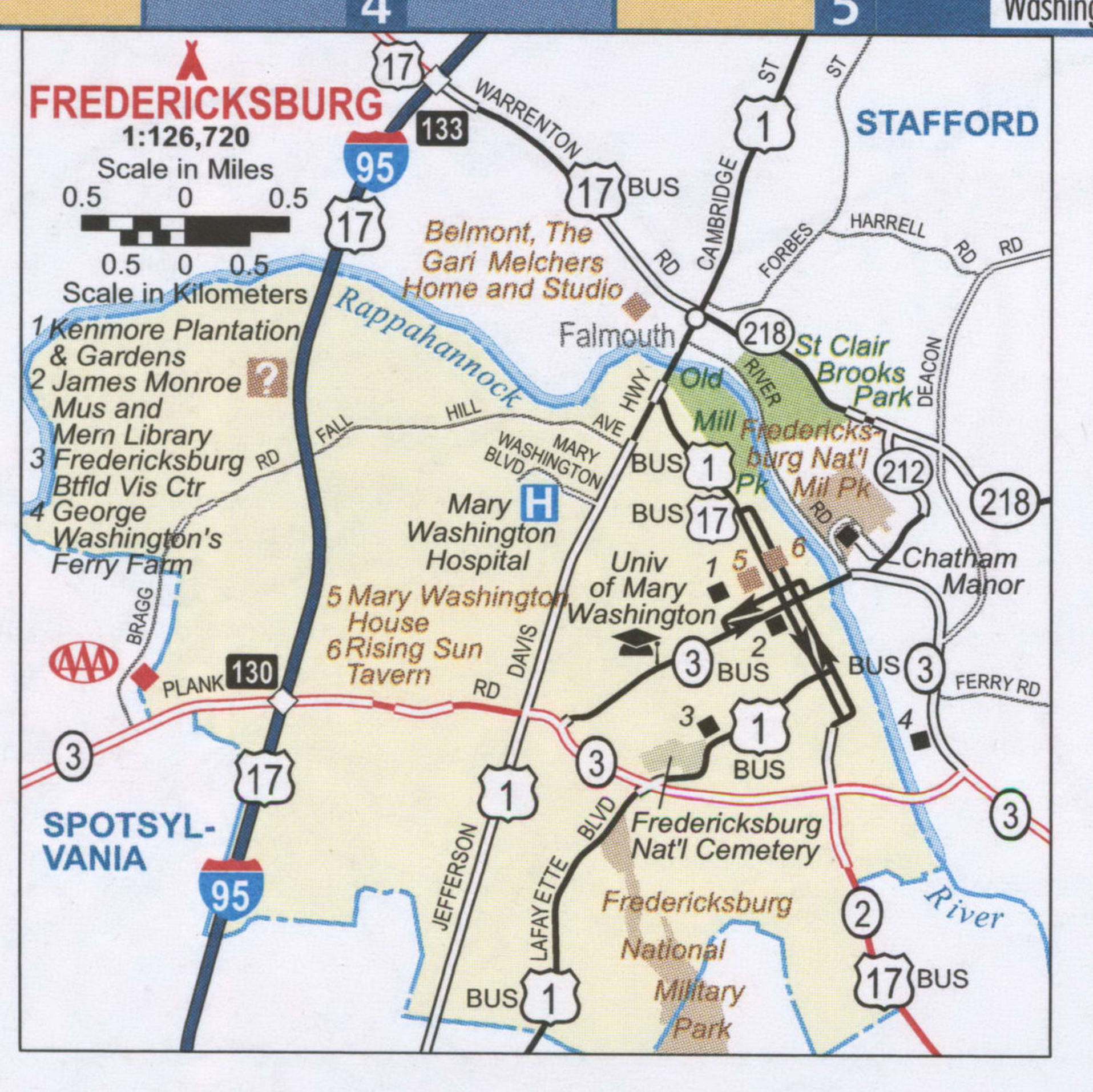 Fredericksburg VA road map