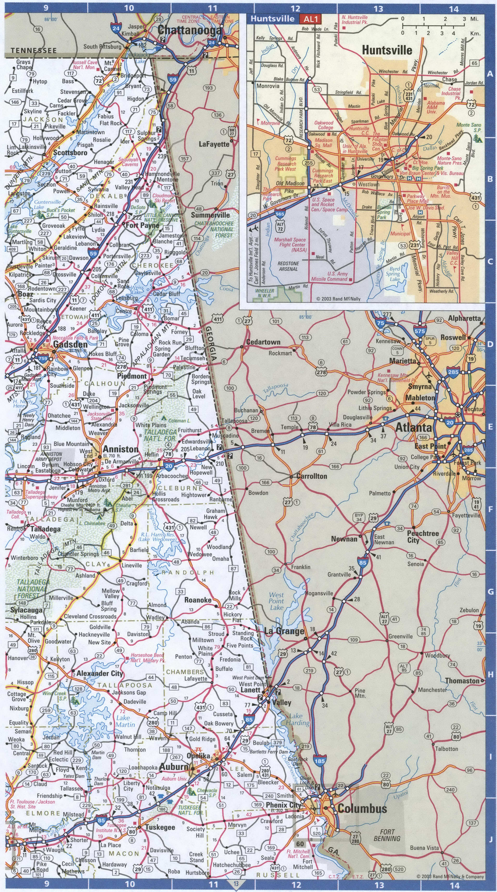 Eastern Alabama map