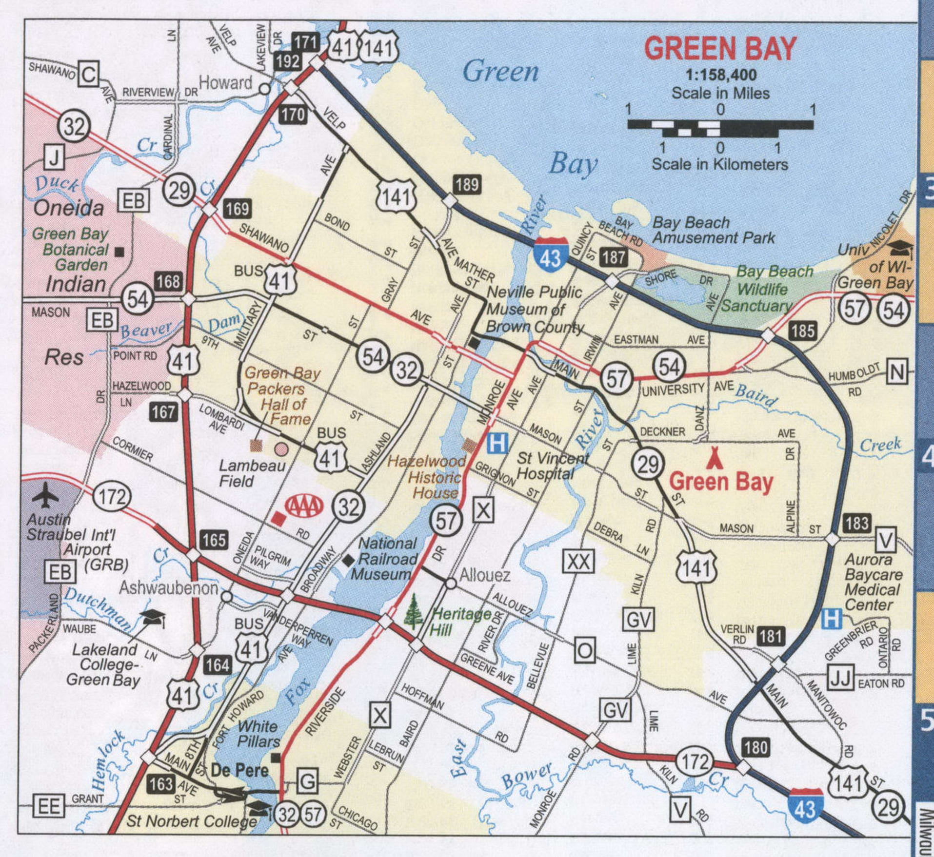Green Bay map roads