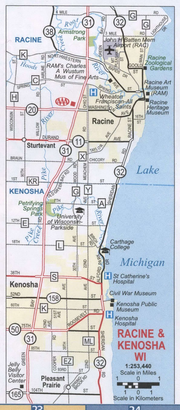Kenosha and Racine map