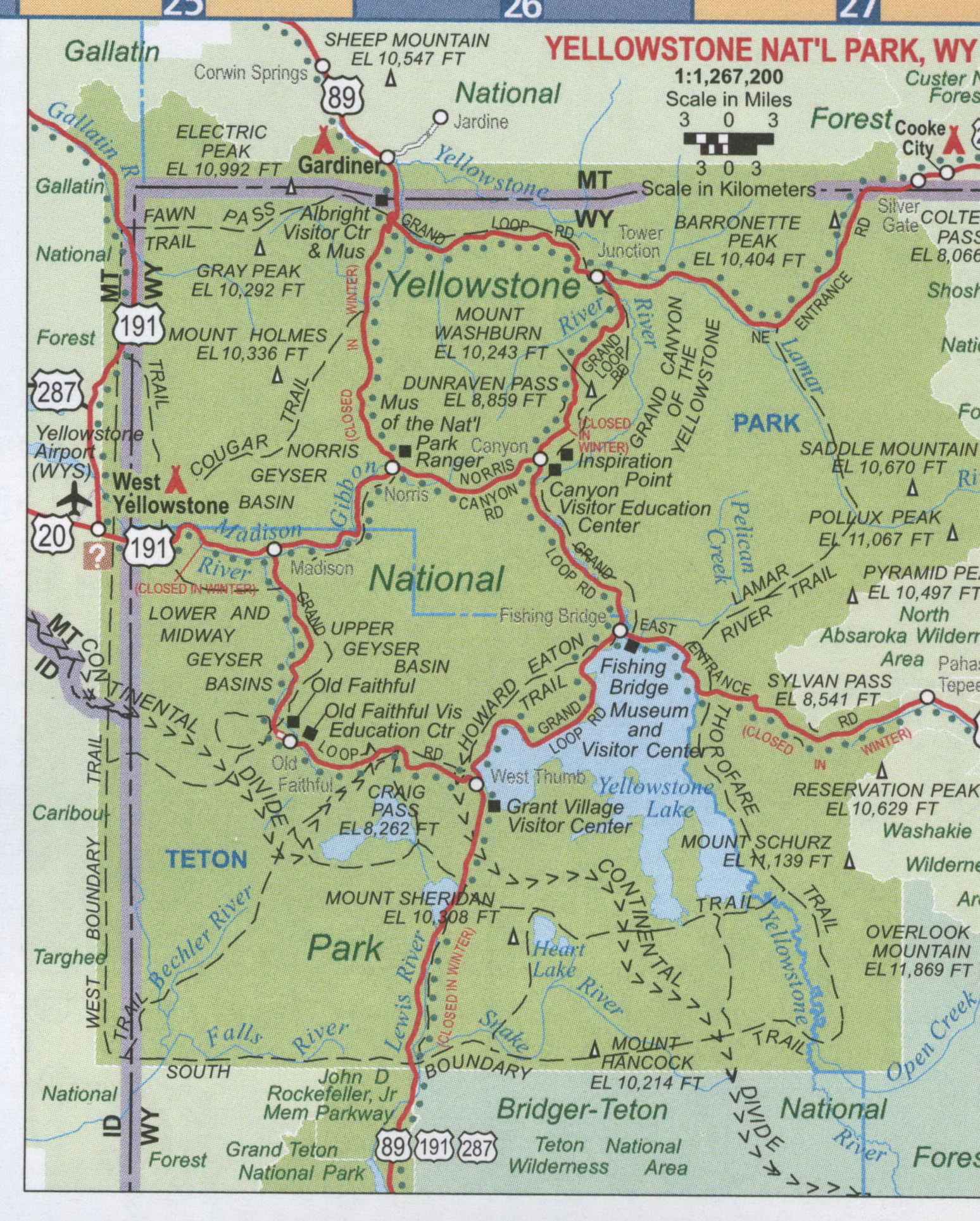 Map of Yellowstone National Park