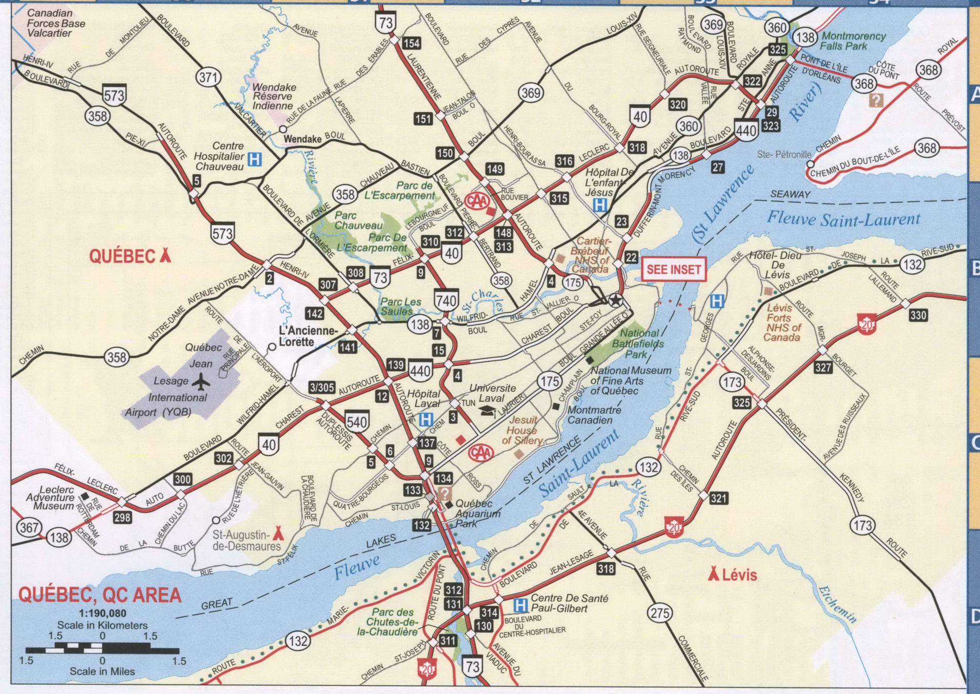 Quebec QC area map