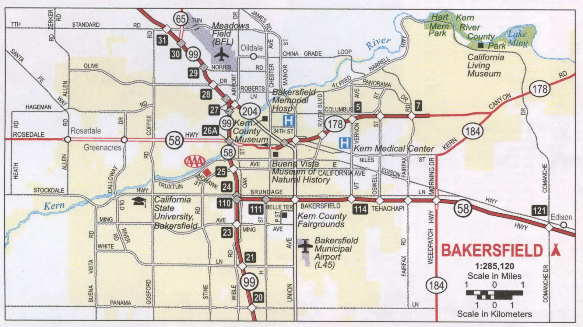 Bakersfield CA road map