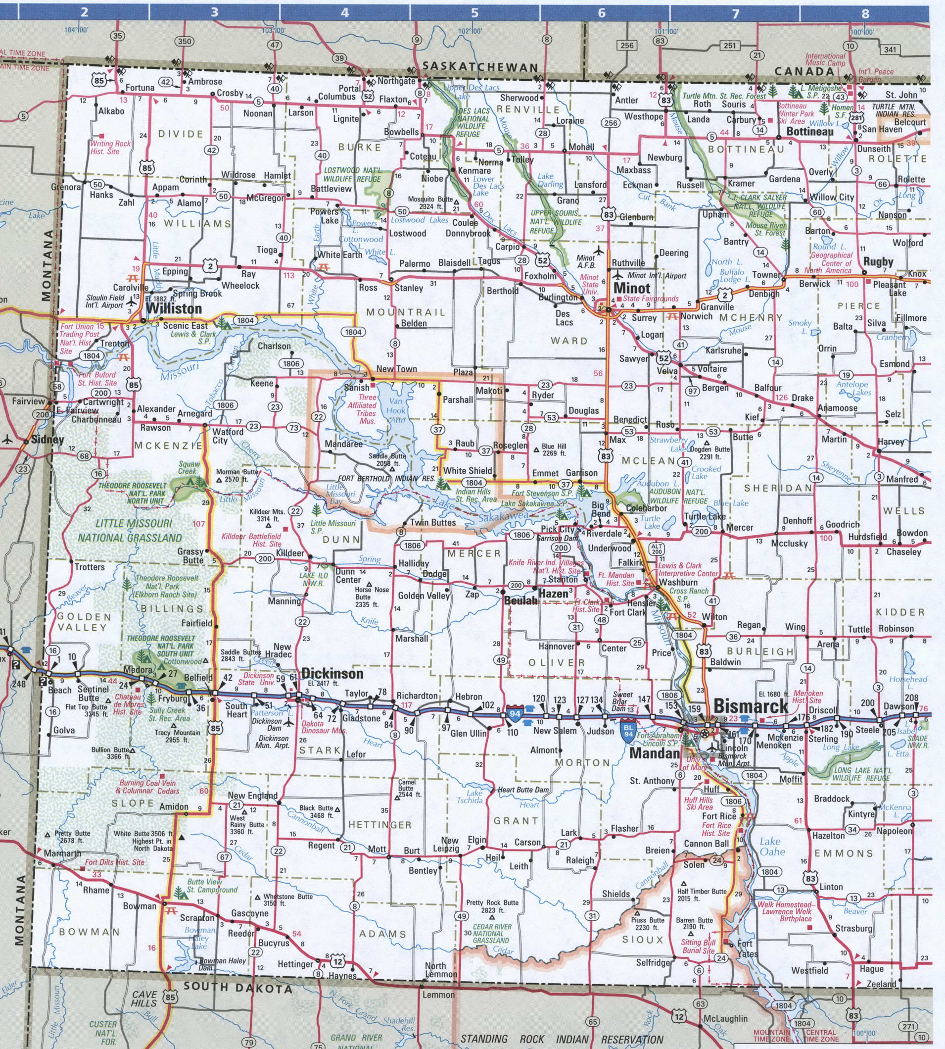 Western North Dacota map