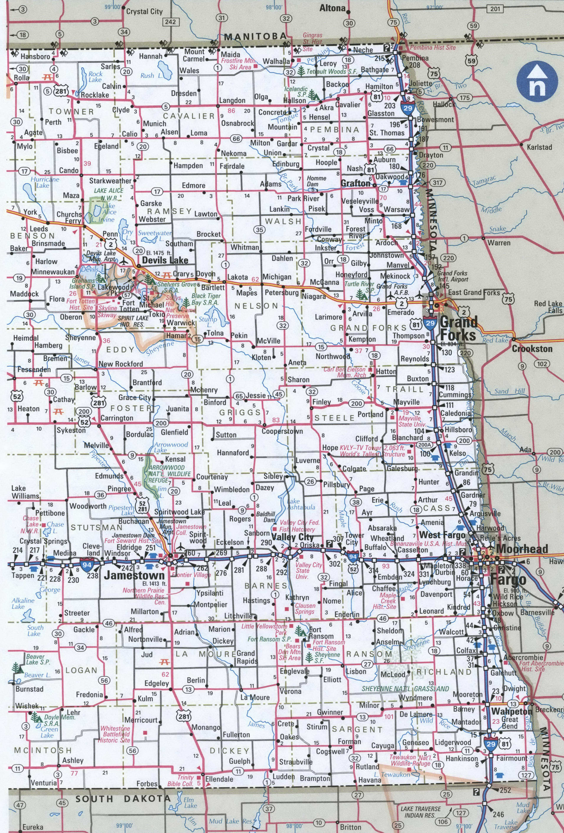 East North Dakota map