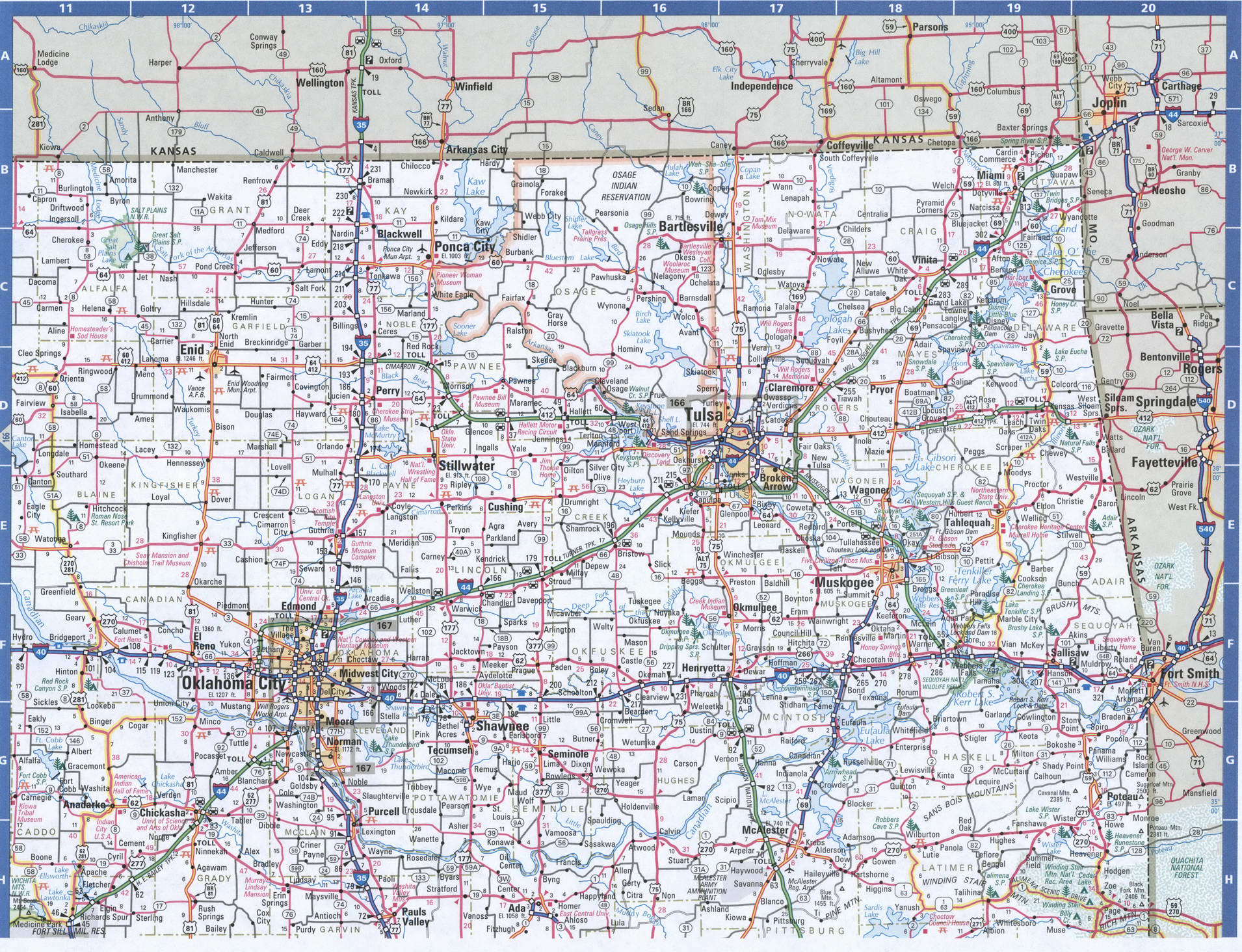 Oklahoma-stad niet gevonden op route-atlas