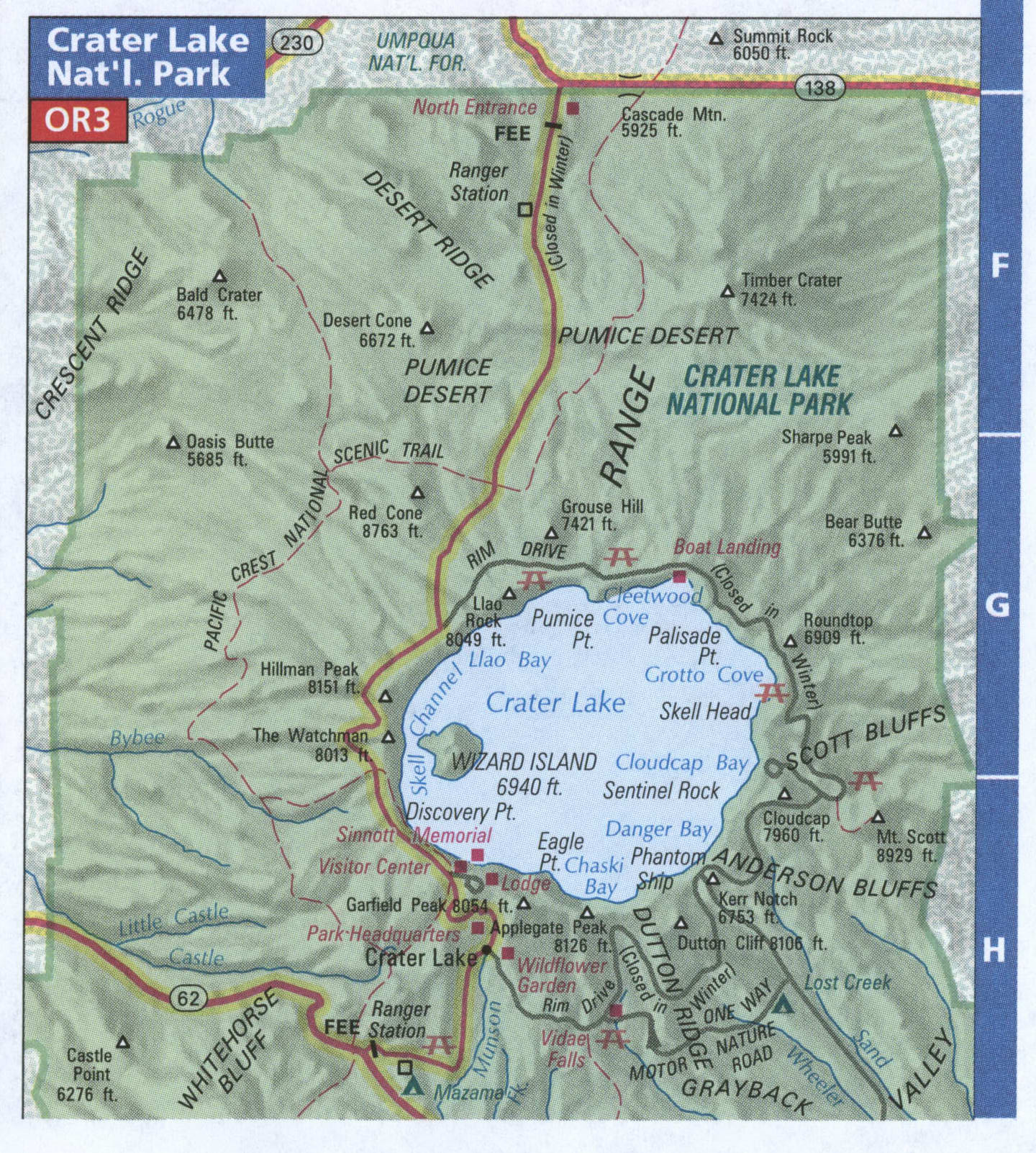 Oregon Crater Lake National Park map 