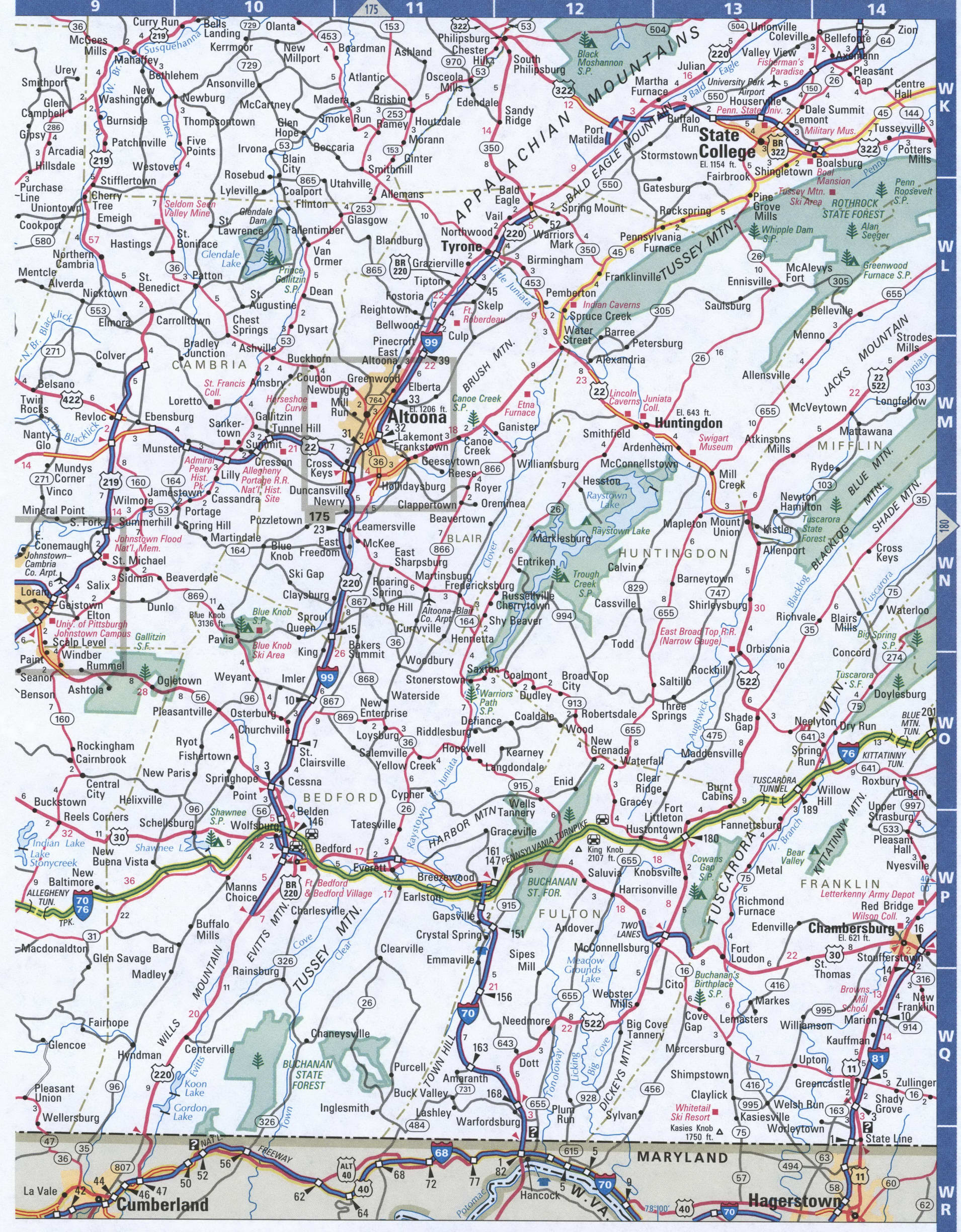 Pennsylvania SouthWest map