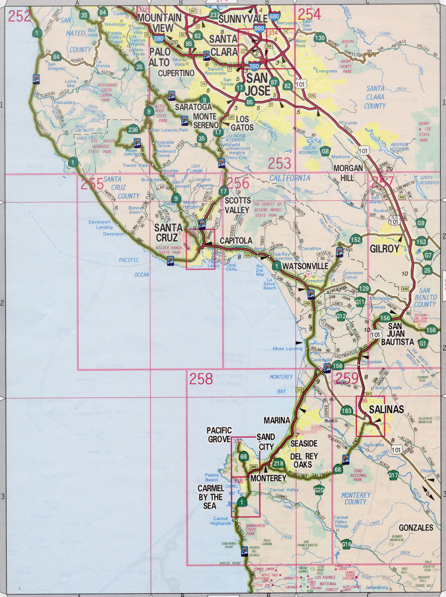 Map Of Monterey County California Free Large Detailed Road Map Monterey