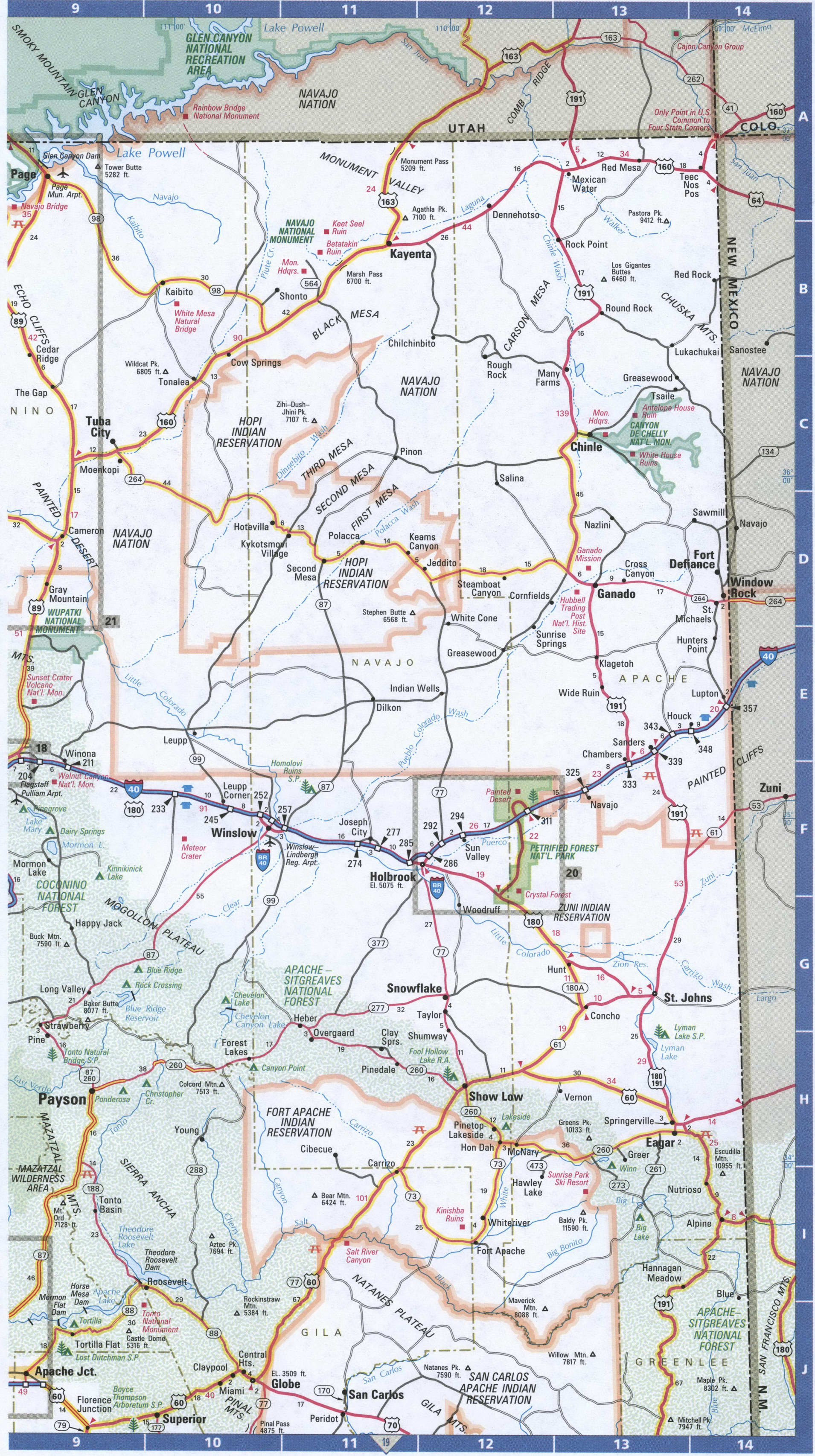 Northeast Arizona map