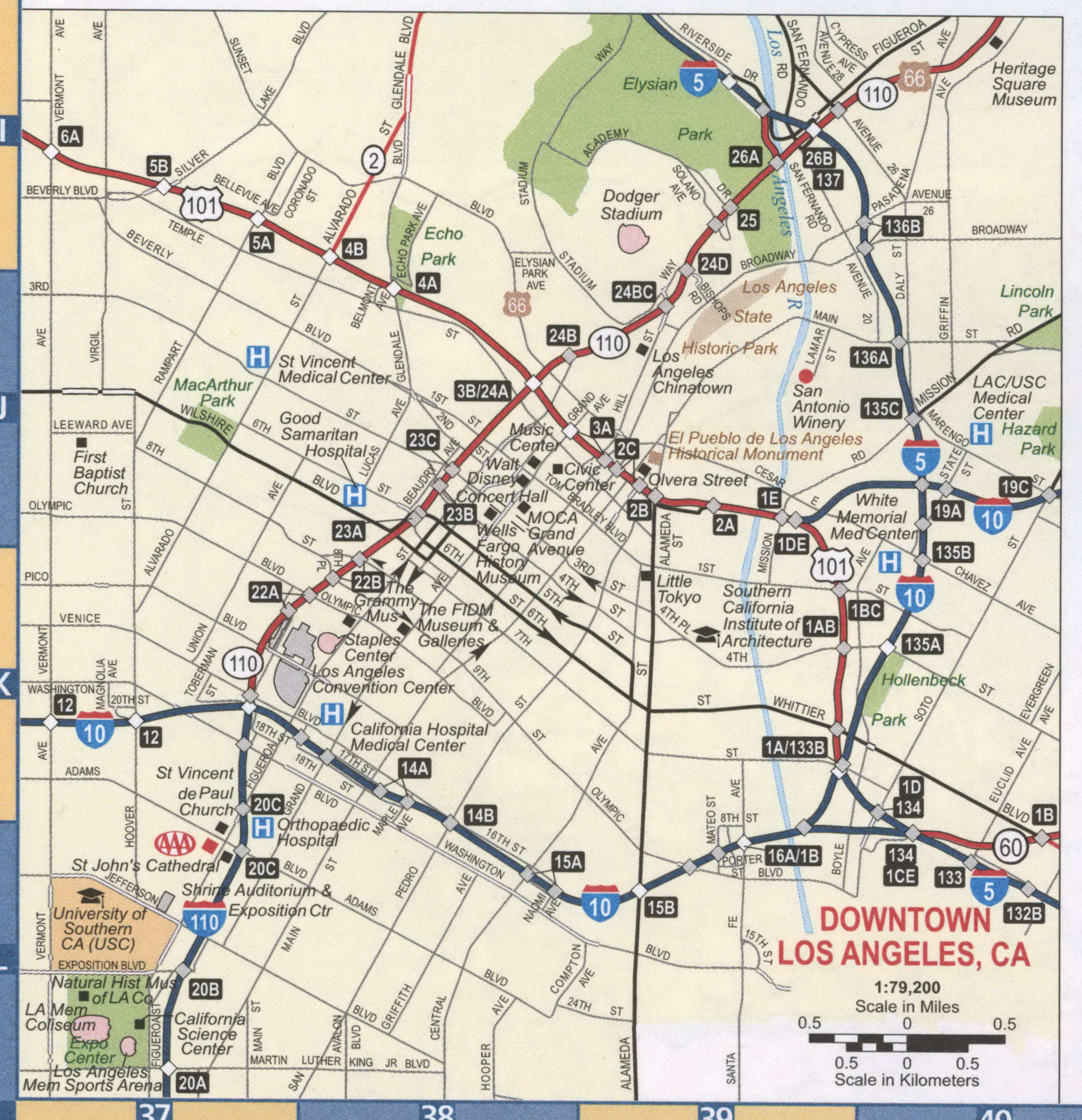 Los Angeles downtown map