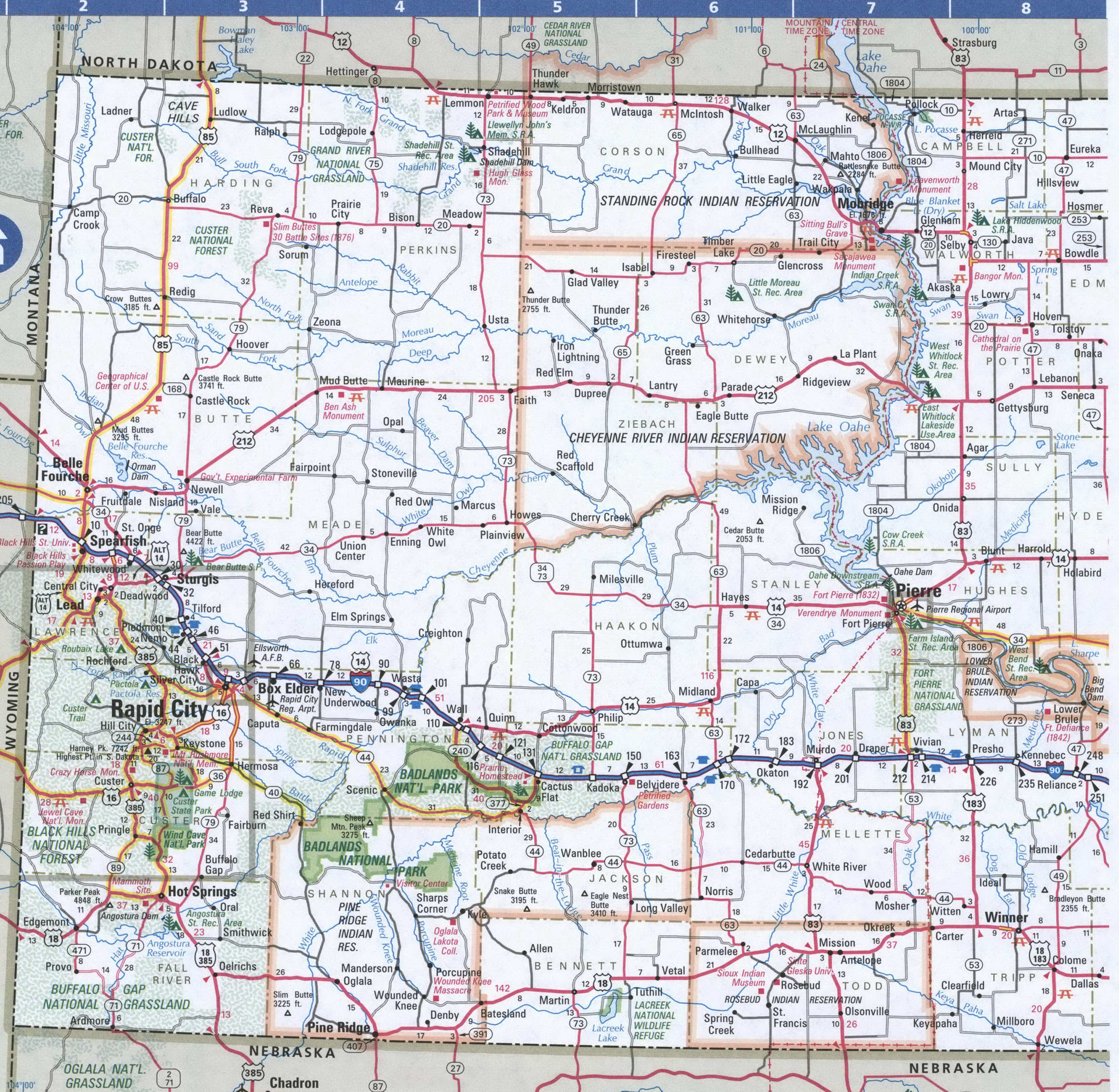 South Dakota West map
