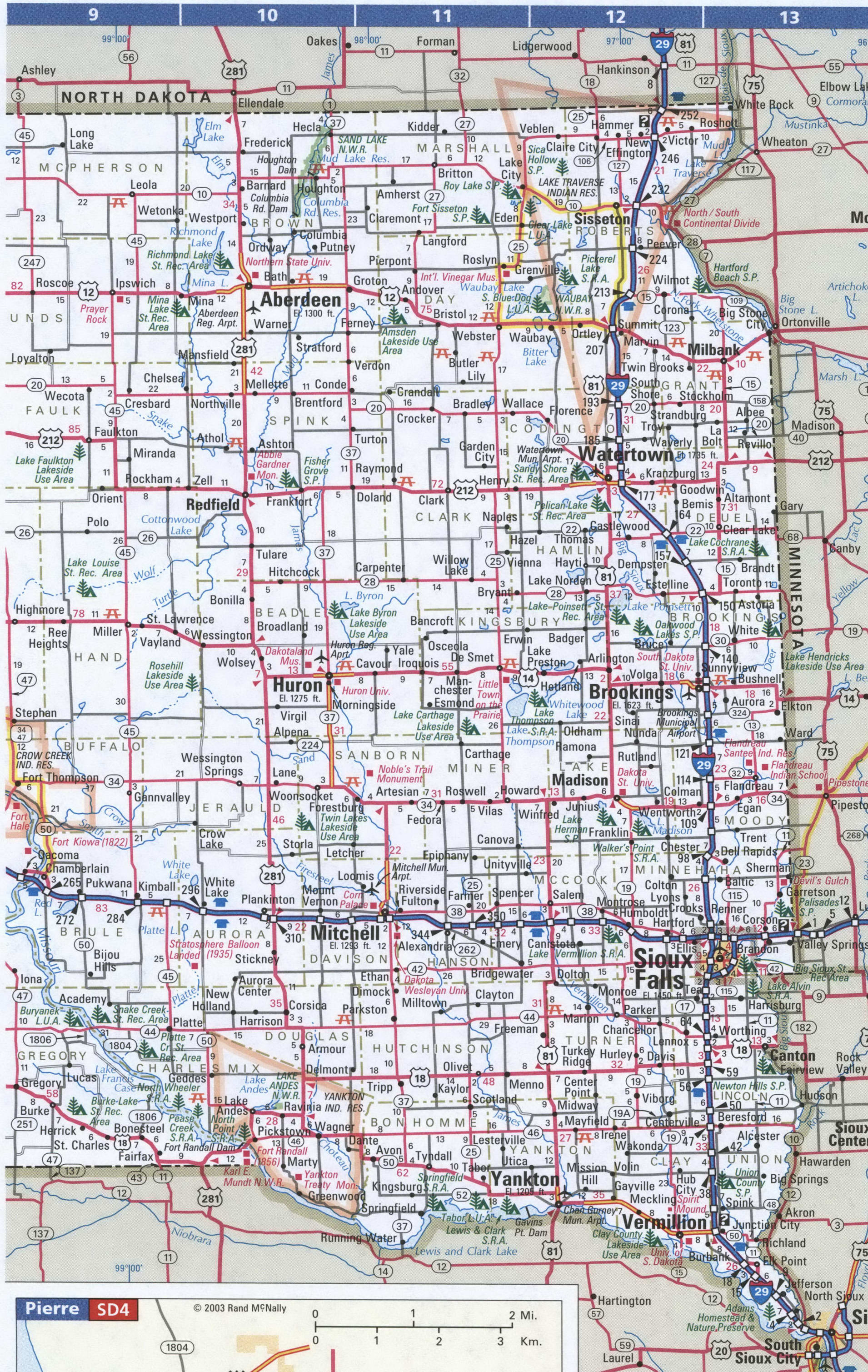 South Dakota East map