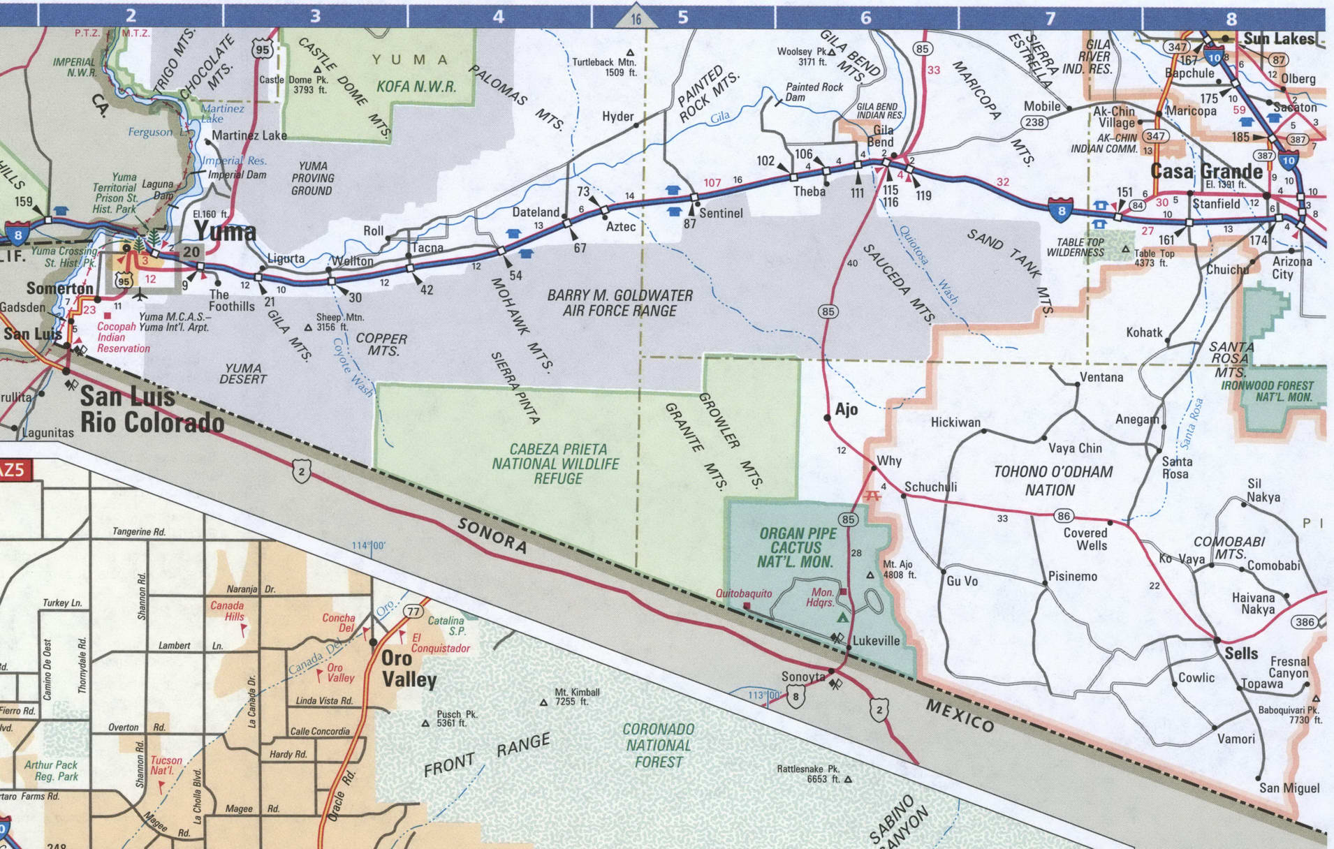 Westernsouth Arizona map
