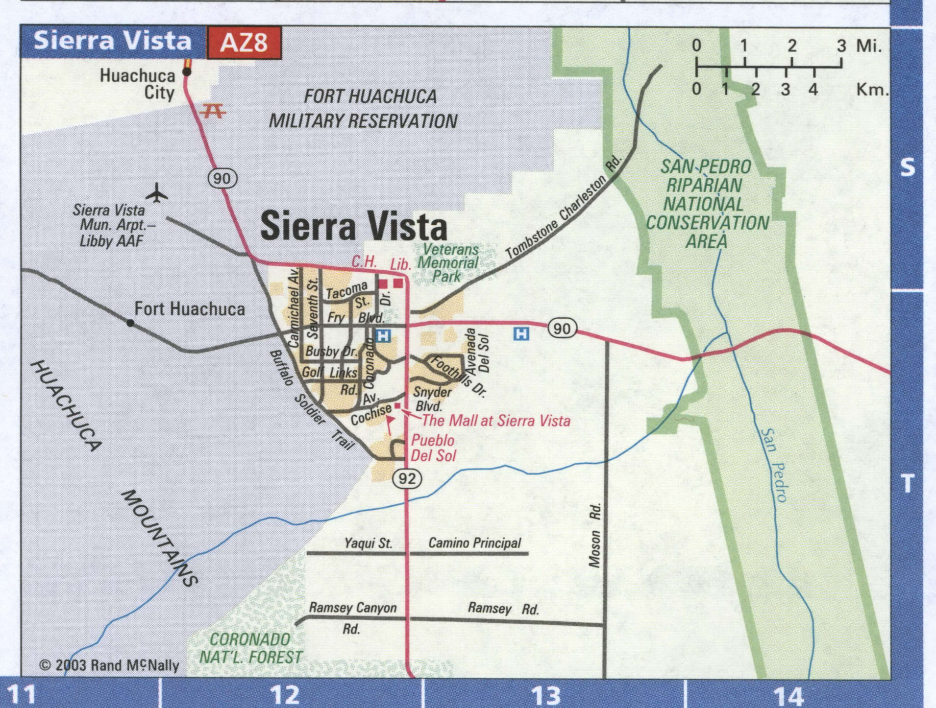 Sierra Vista AZ Road Map Highway Sierra Vista City And Surrounding Area