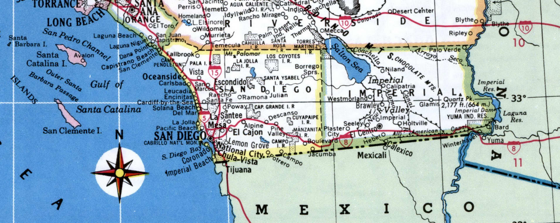 Map Southern Border region of California