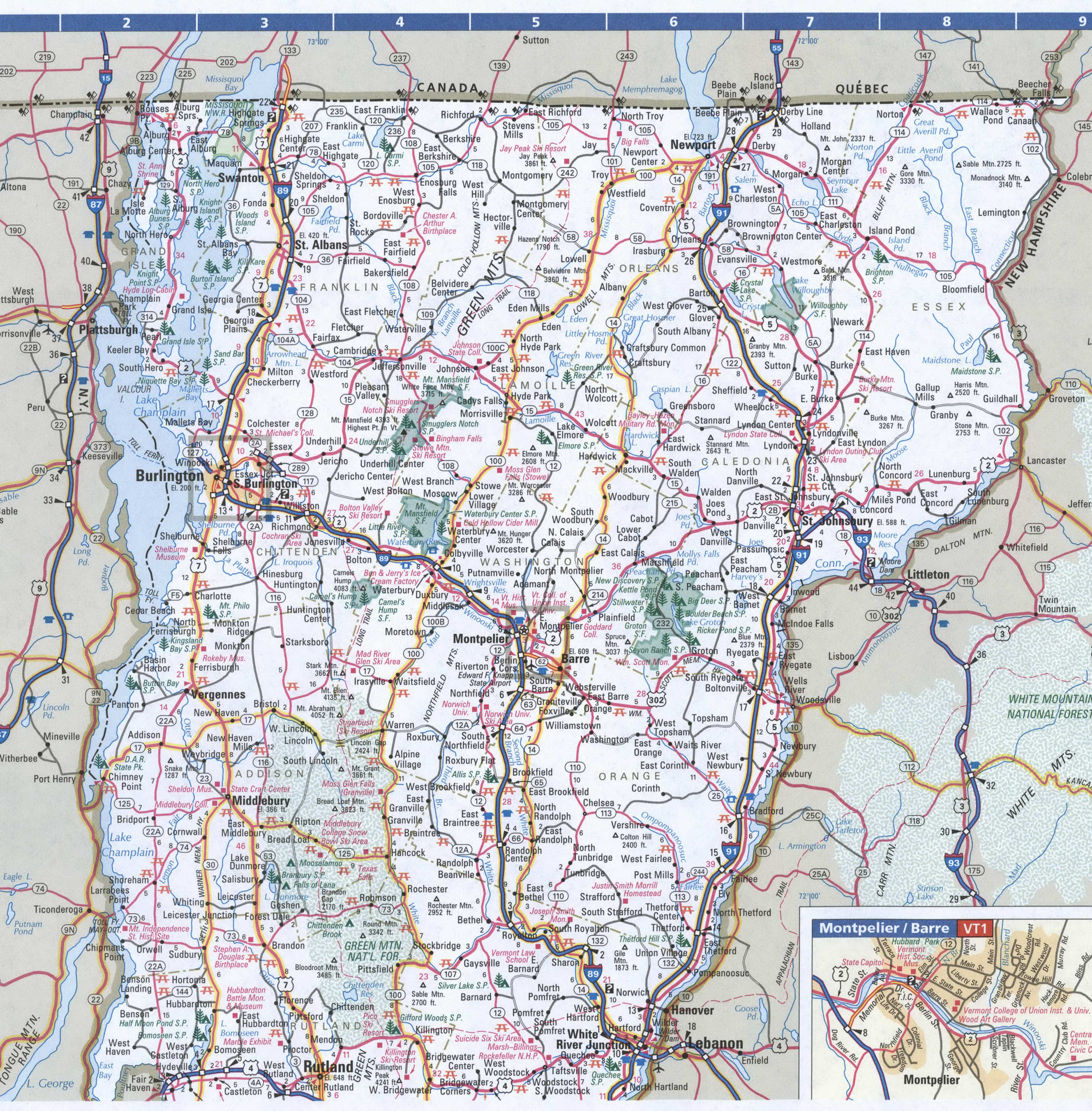 Vermont northern map